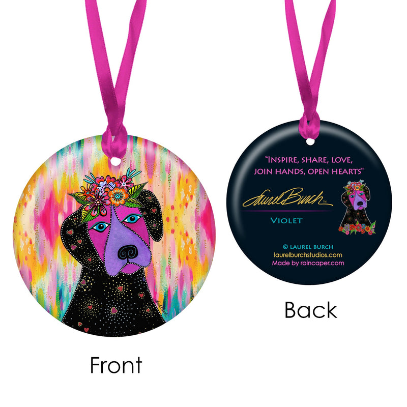 Laurel Burch Violet Dog Year-round Keepsake Ornament