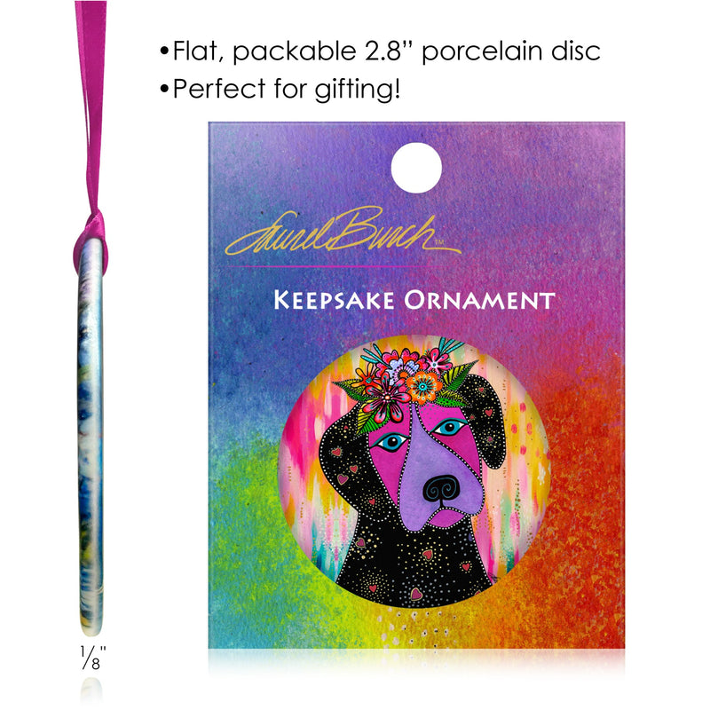 Laurel Burch Violet Dog Year-round Keepsake Ornament