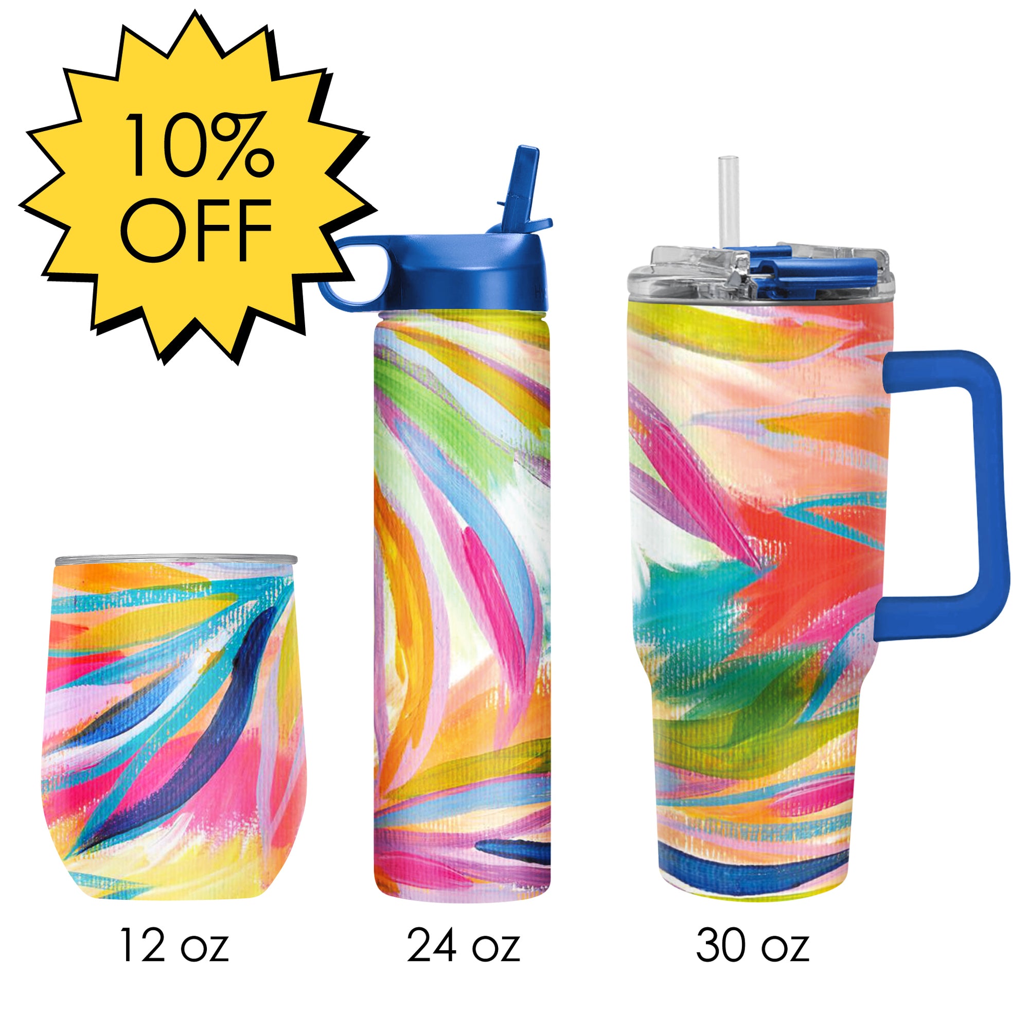 EttaVee "Loose Palms" Insulated Drinkware Set of 3, 1 per size