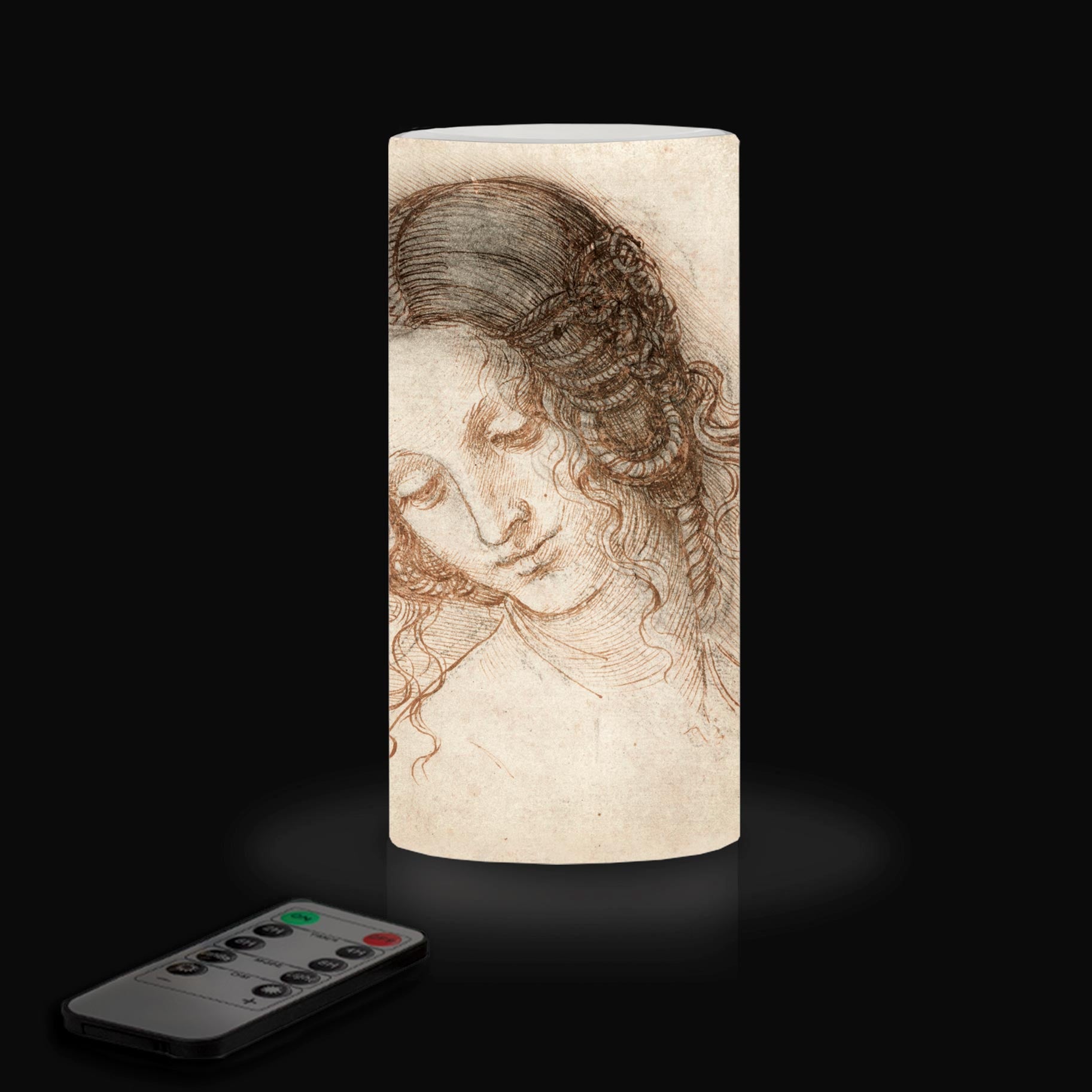 Flameless LED Flickering 6" Pillar Wax Candle Light - Artist da Vinci - Head of Leda