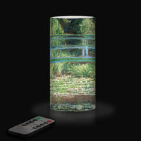 Monet Japanese Footbridge 6" LED Real Wax Candle with Remote