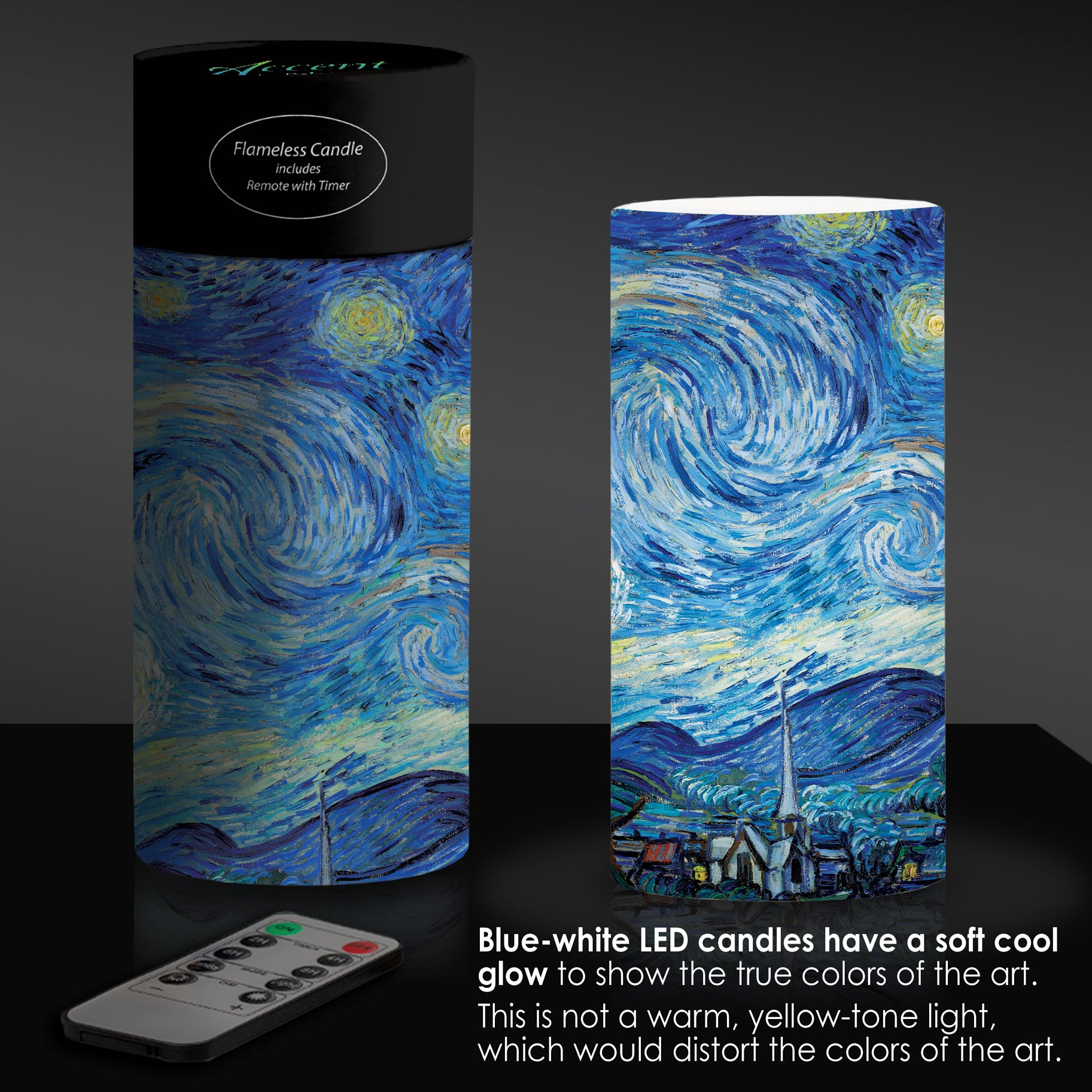 van Gogh Starry Night 6" LED Real Wax Candle with Remote