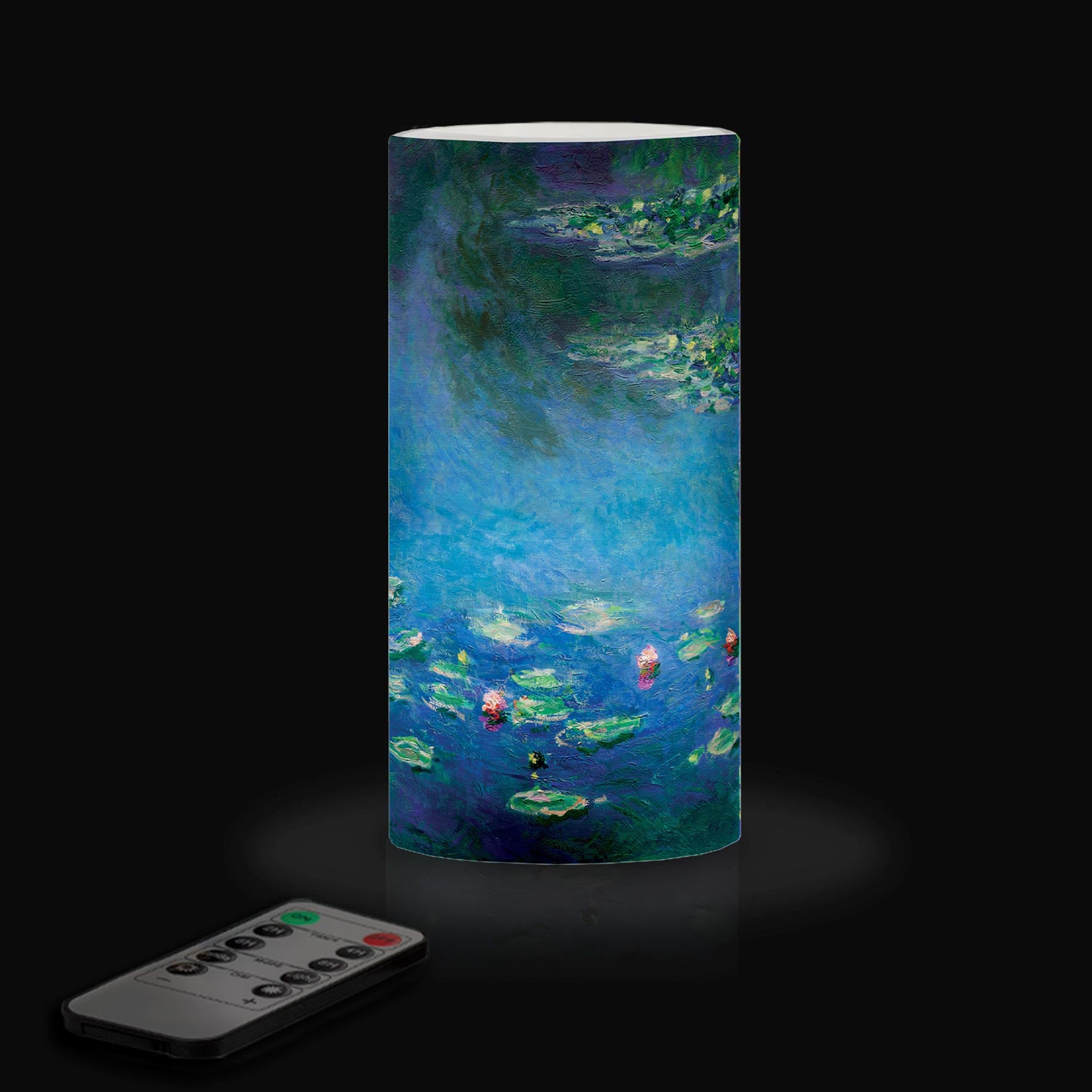 Monet Water Lilies 6" LED Real Wax Candle with Remote