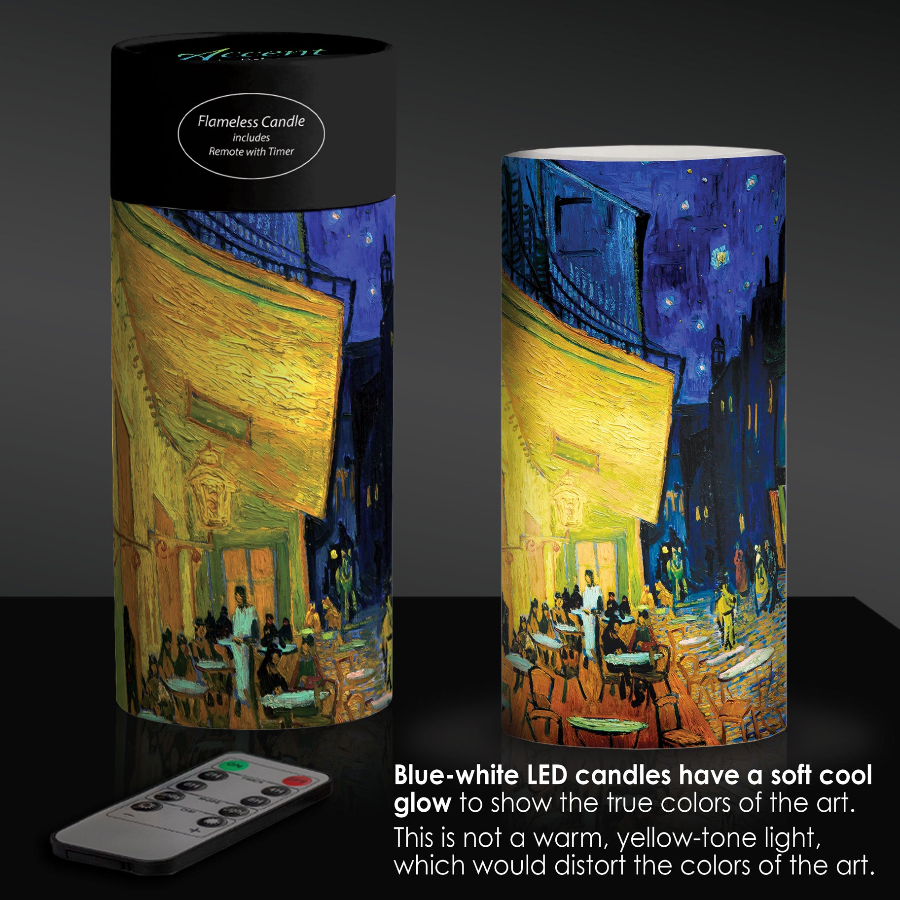 van Gogh Café Terrace at Night 6" LED Real Wax Candle with Remote