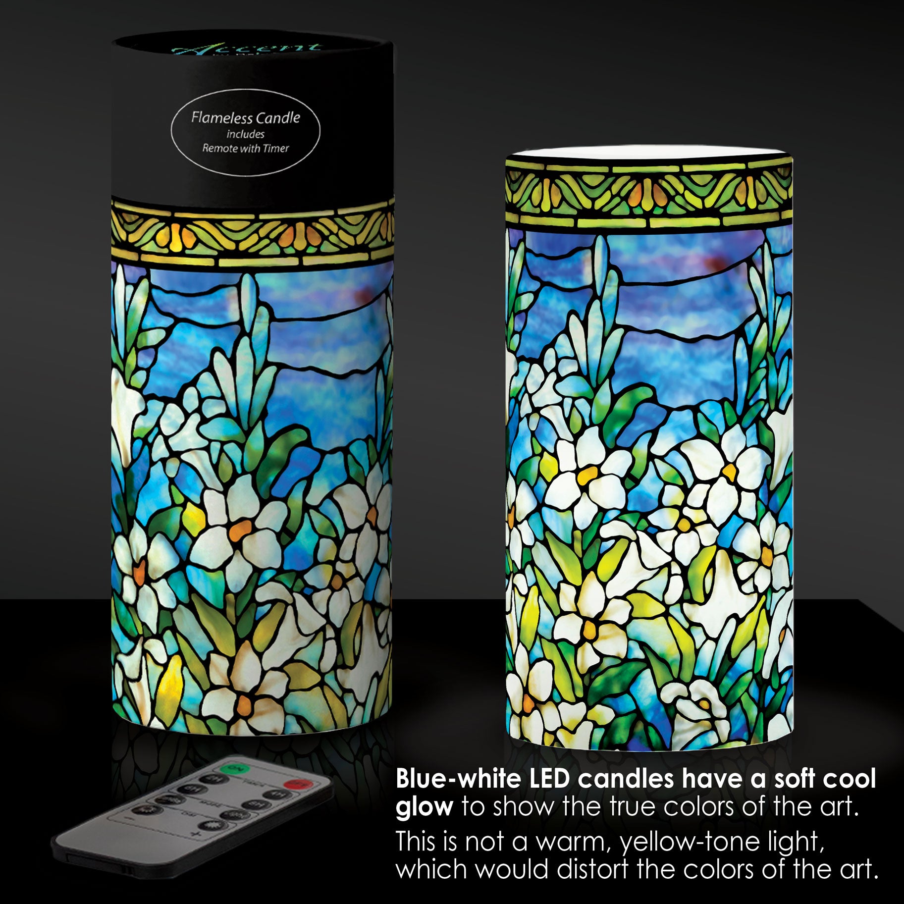 Tiffany Field of Lilies 6" LED Real Wax Candle with Remote