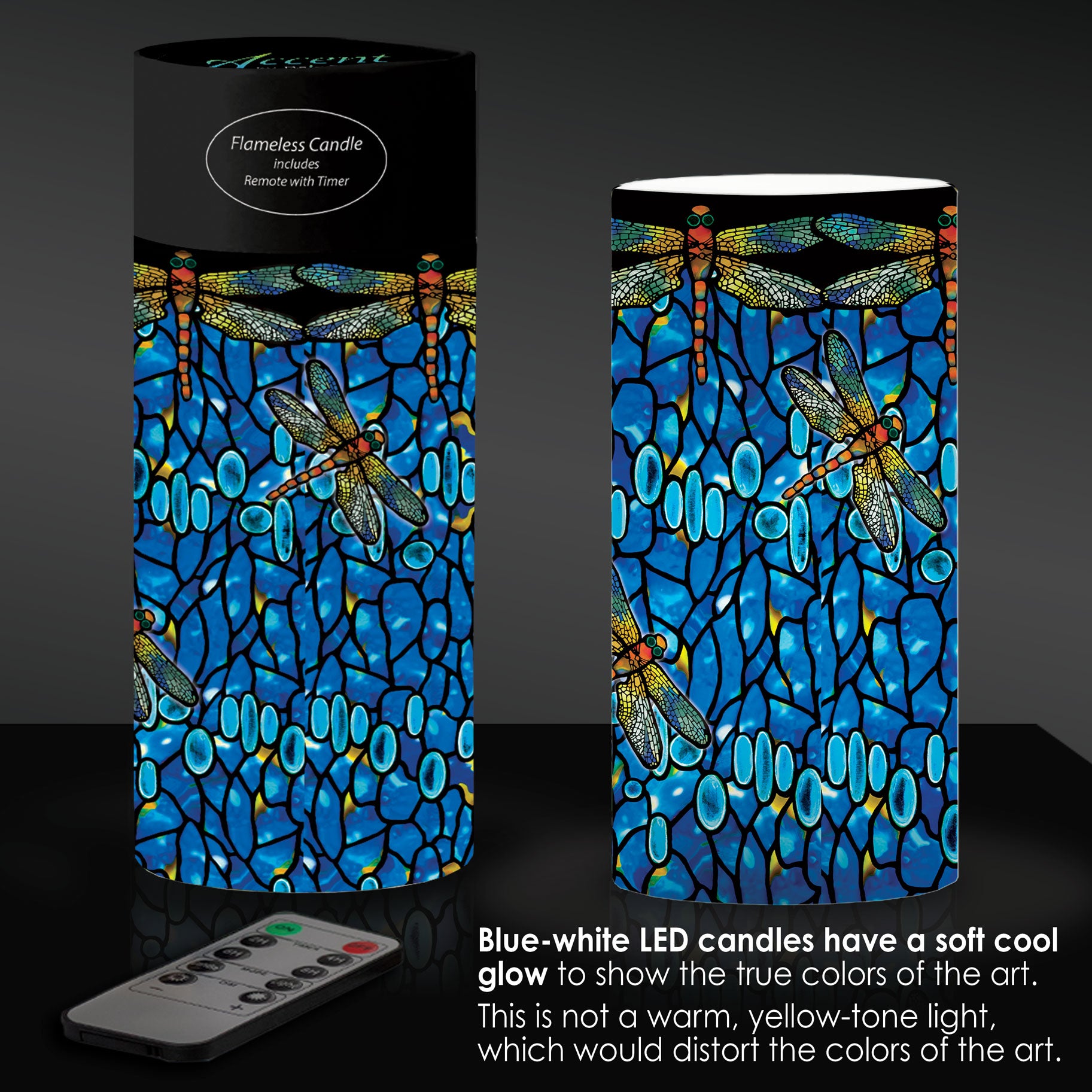 Tiffany Dragonfly 6" LED Real Wax Candle with Remote
