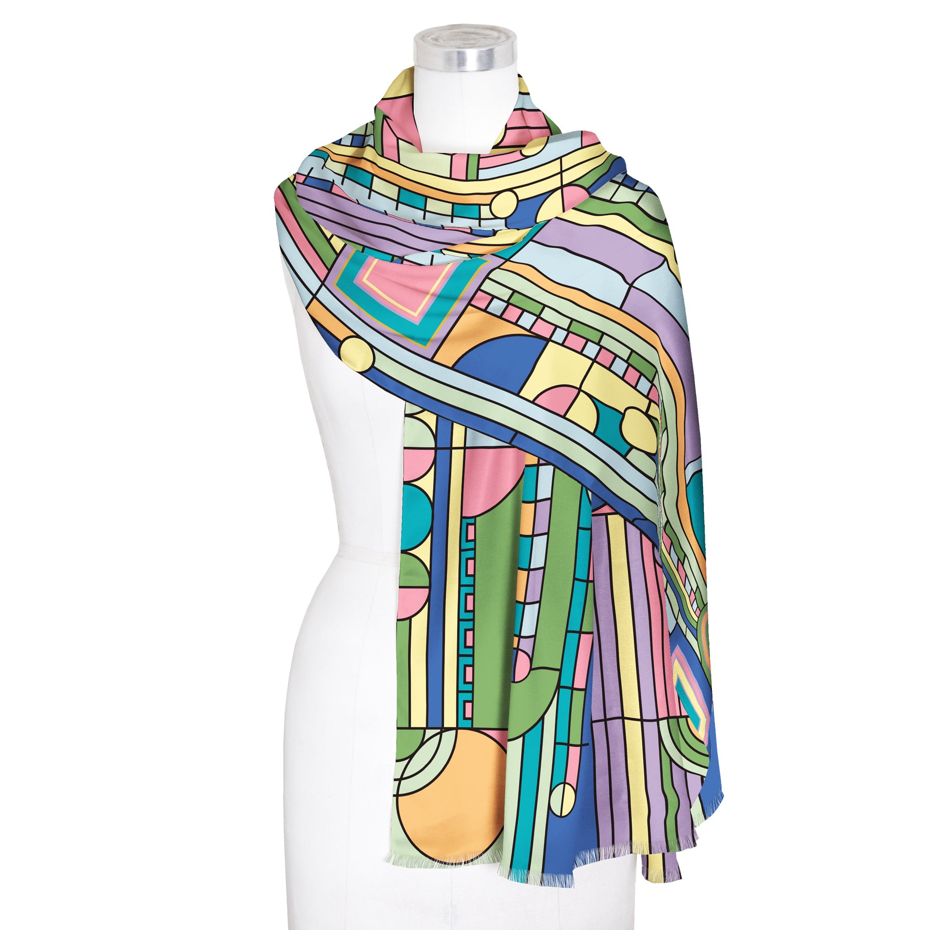 Frank Lloyd Wright Saguaro Forms Silk Blend Women's Fashion Shawl