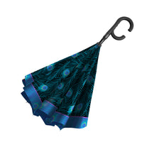 Peacock Reverse Inverted Umbrella – Hands-Free, Windproof Design