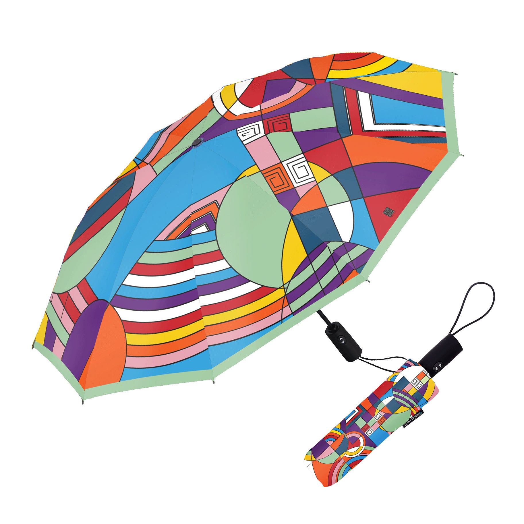 Frank Lloyd Wright Hoffman Rug Folding Travel Umbrella