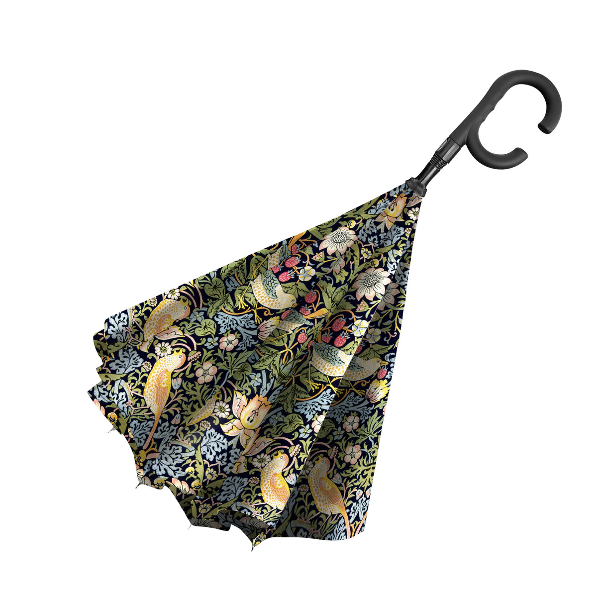 RainCaper Navy William Morris Lily Reverse Umbrella