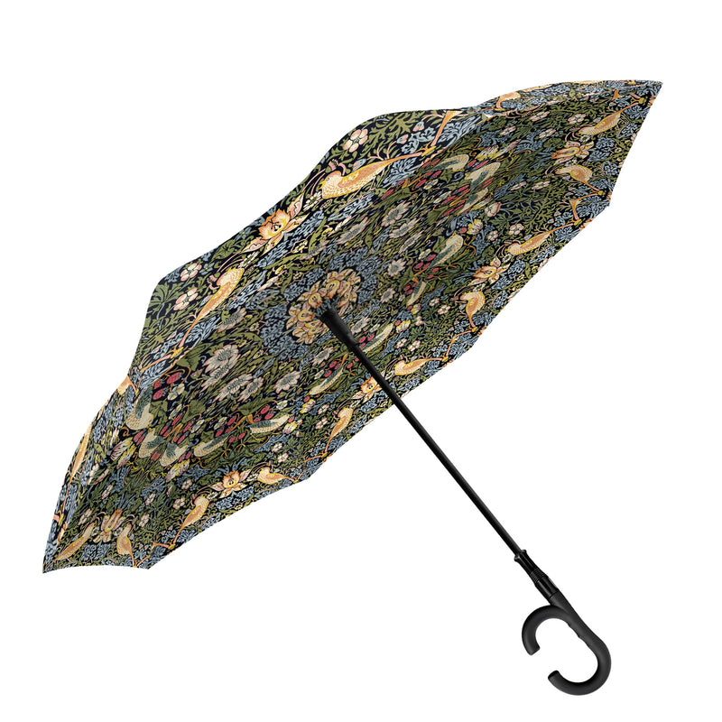 RainCaper Navy William Morris Lily Reverse Umbrella