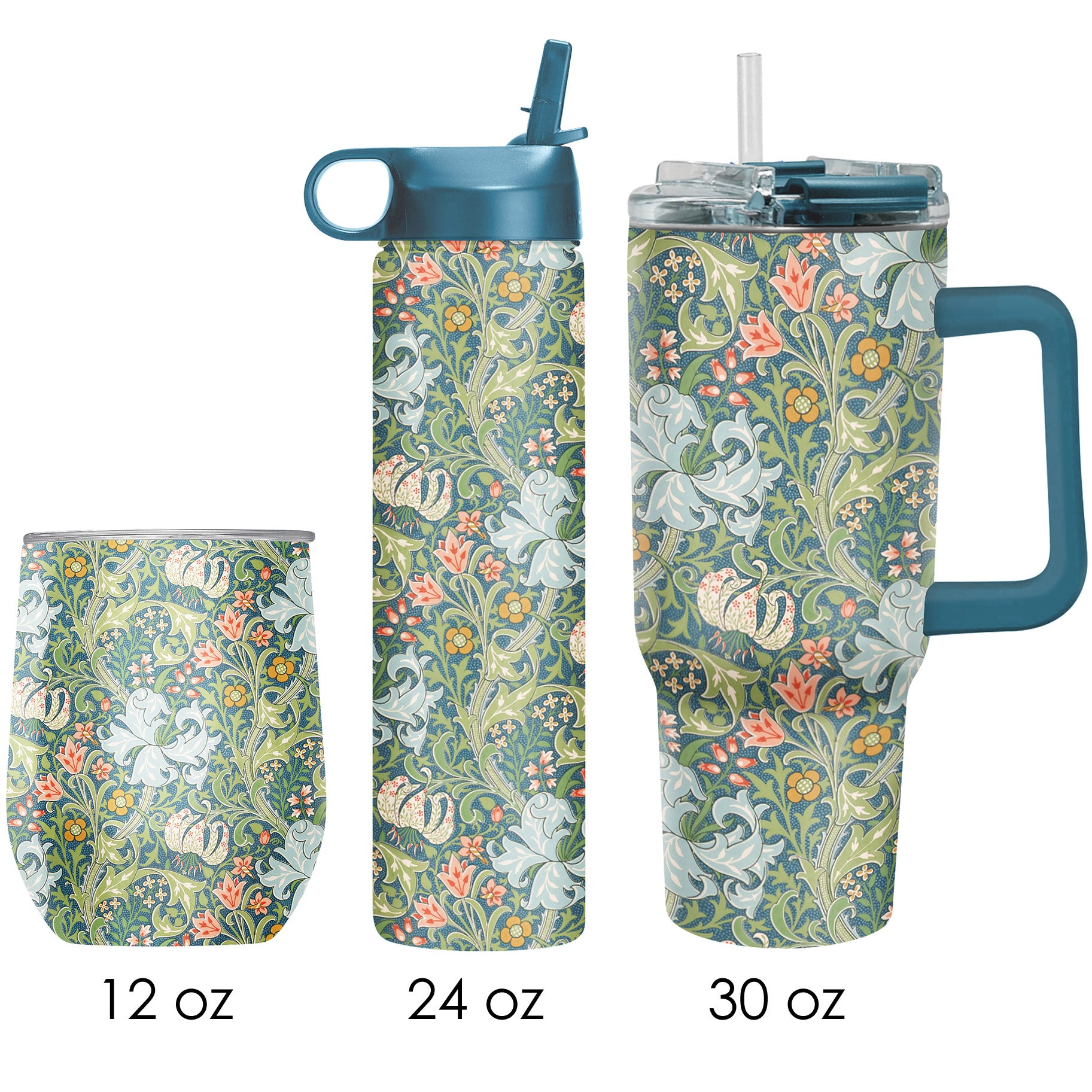 William Morris "Golden Lily" Insulated Drinkware Set of 3, 1 per size