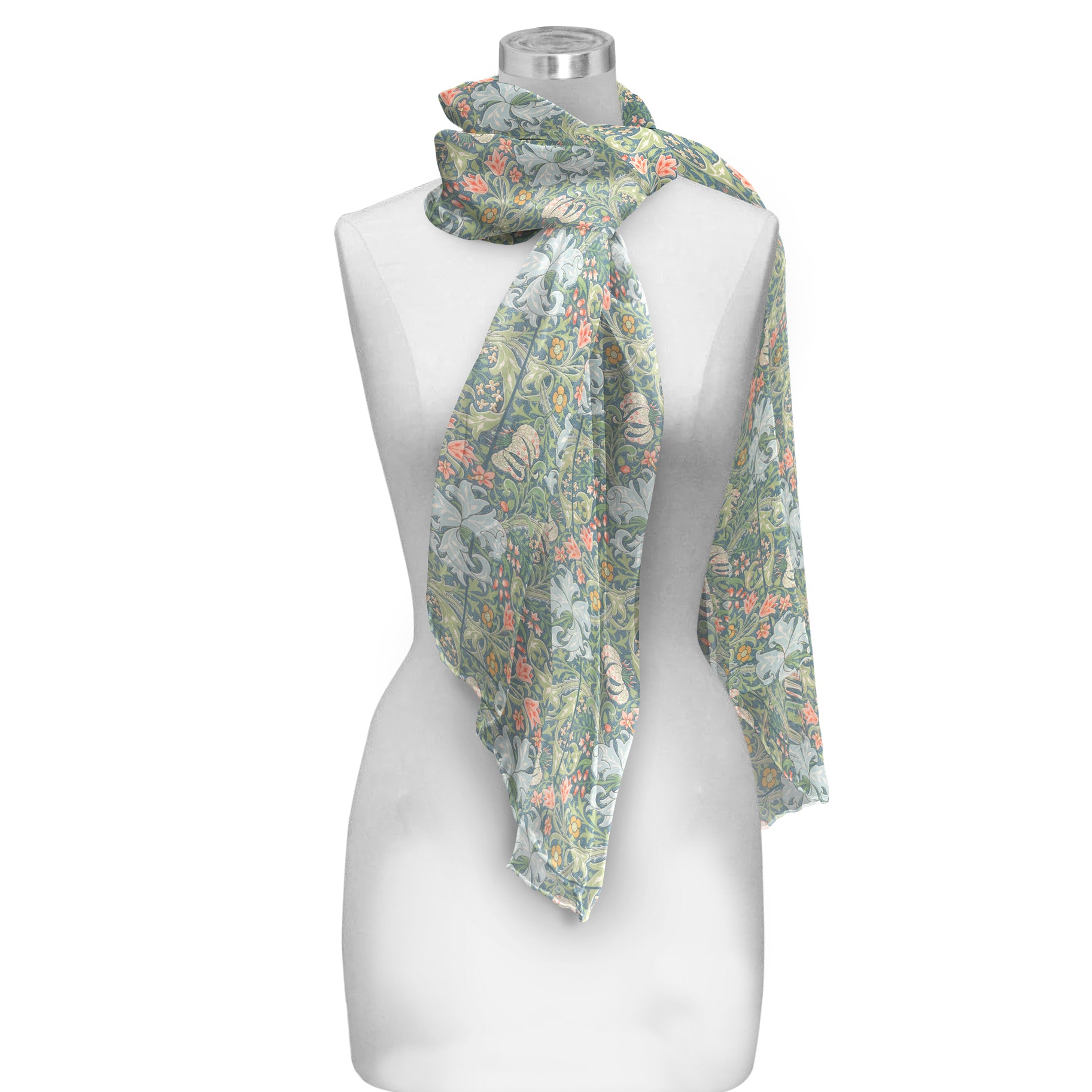 William Morris "Golden Lily" Silky-soft Polyester Sheer Long Scarf