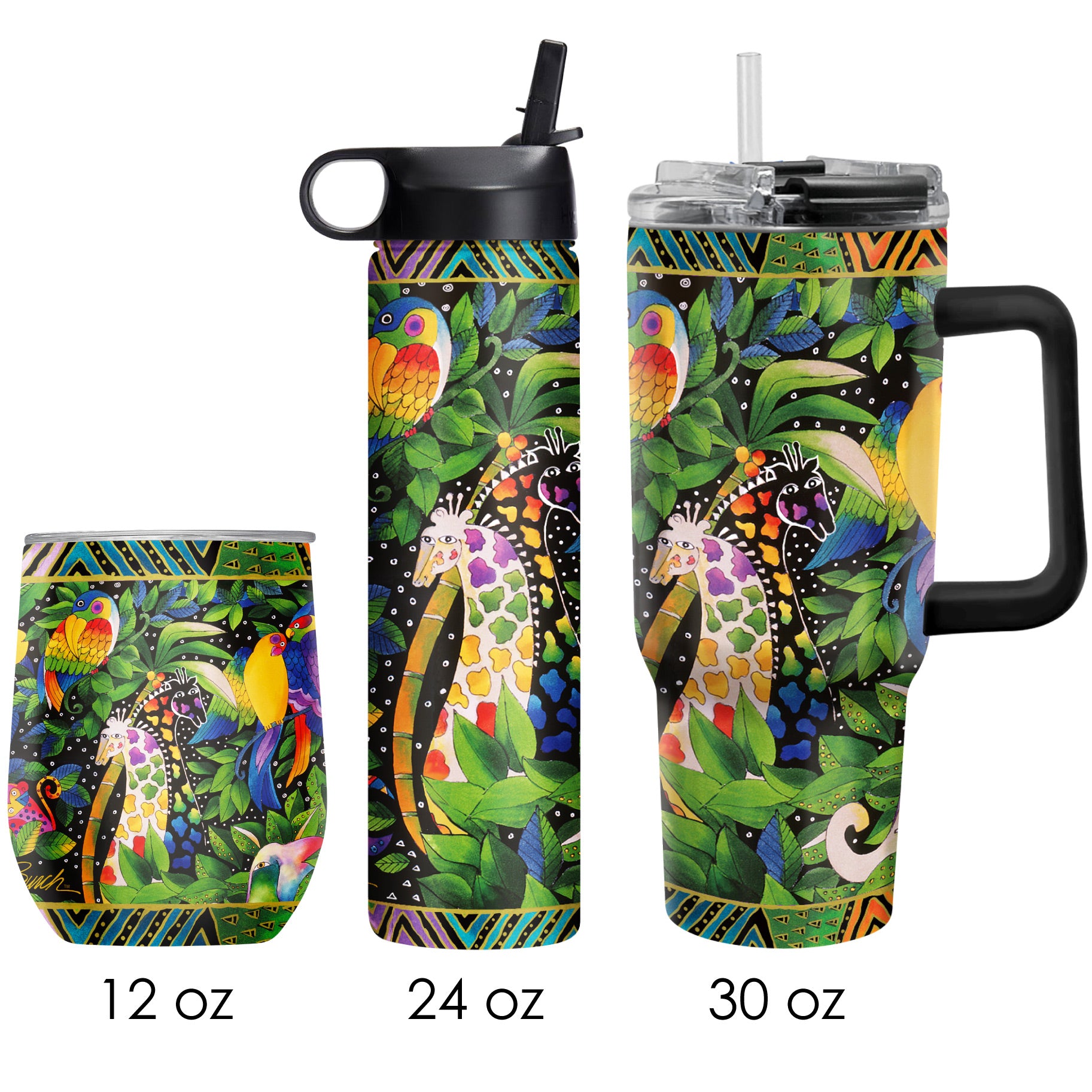 Laurel Burch "Jungle Song" Insulated Drinkware Set of 3, 1 per size