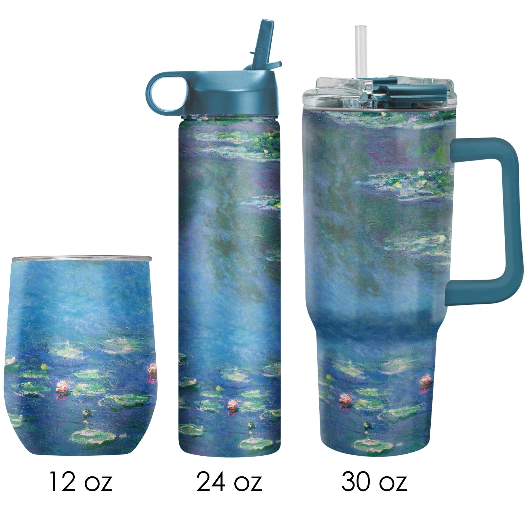 Monet "Water Lilies" Insulated Drinkware Set of 3, 1 per size