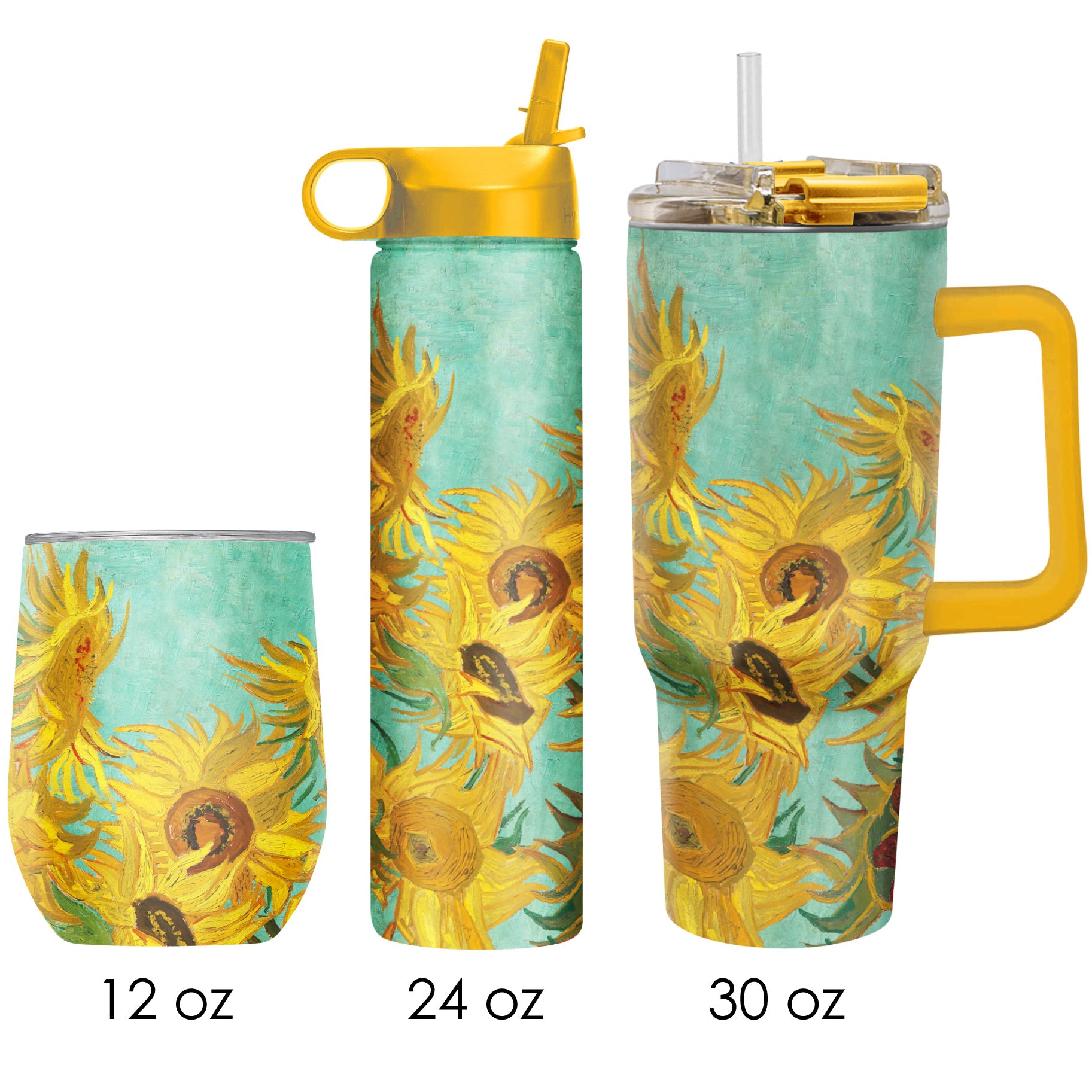 van Gogh "Sunflowers" Insulated Drinkware Set of 3, 1 per size