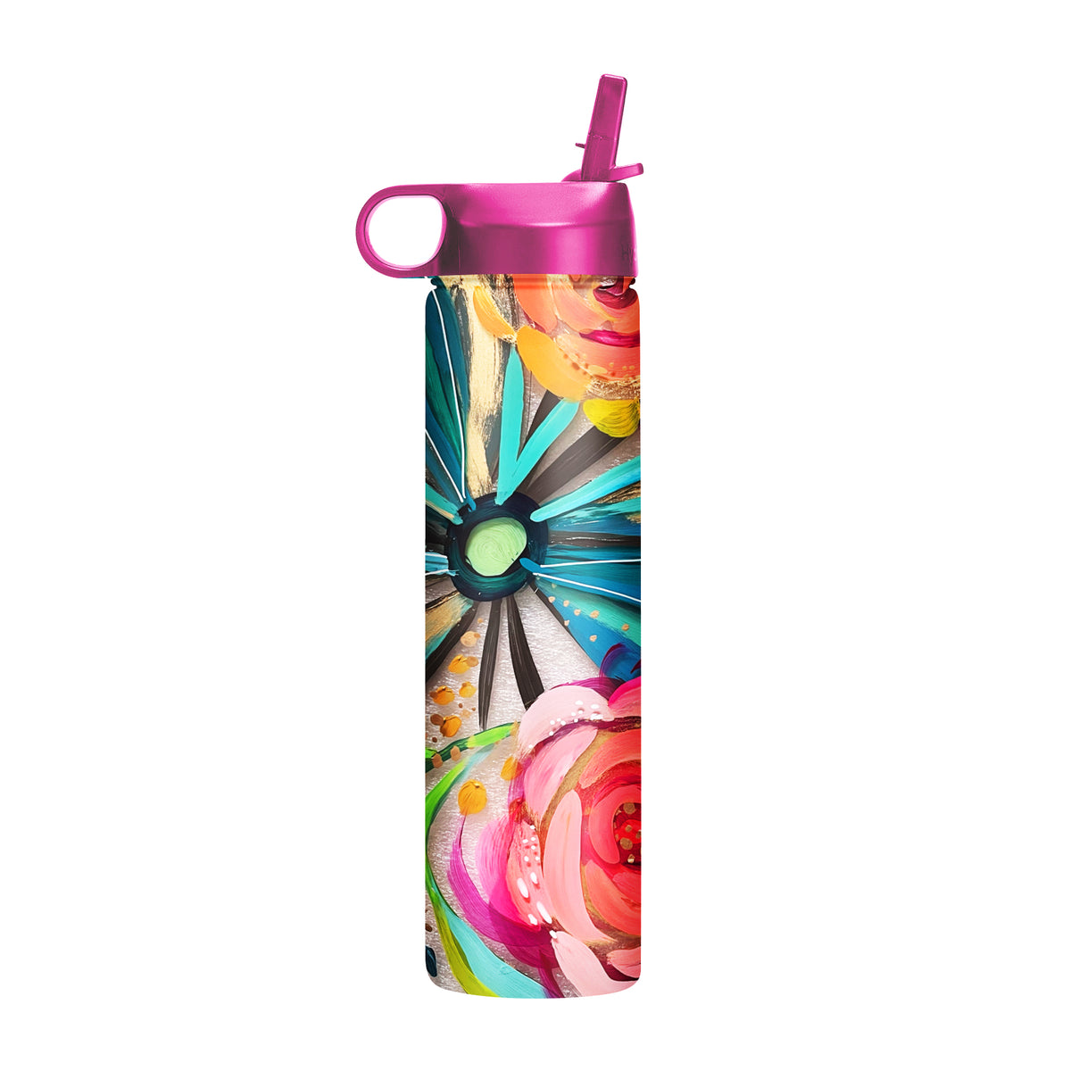 24 oz Water Bottle - EttaVee "Flowers On Glass"