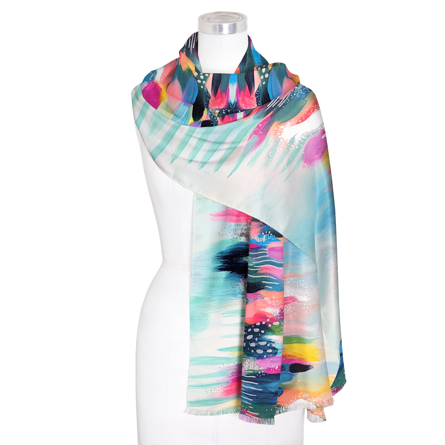 EttaVee's Brush Strokes 103 Silk Blend Women's Fashion Shawl