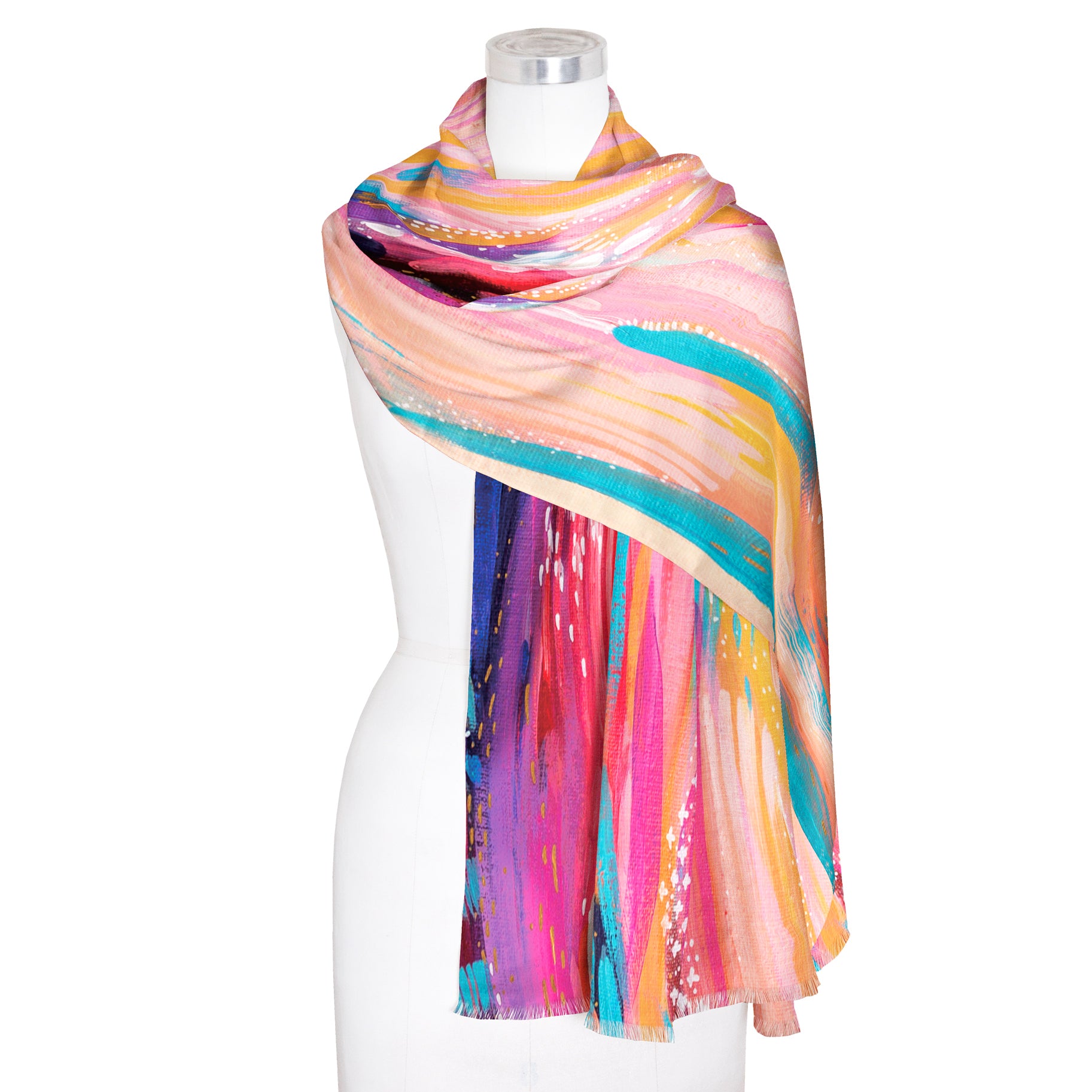 EttaVee's Brush Strokes 90 Silk Blend Women's Fashion Shawl