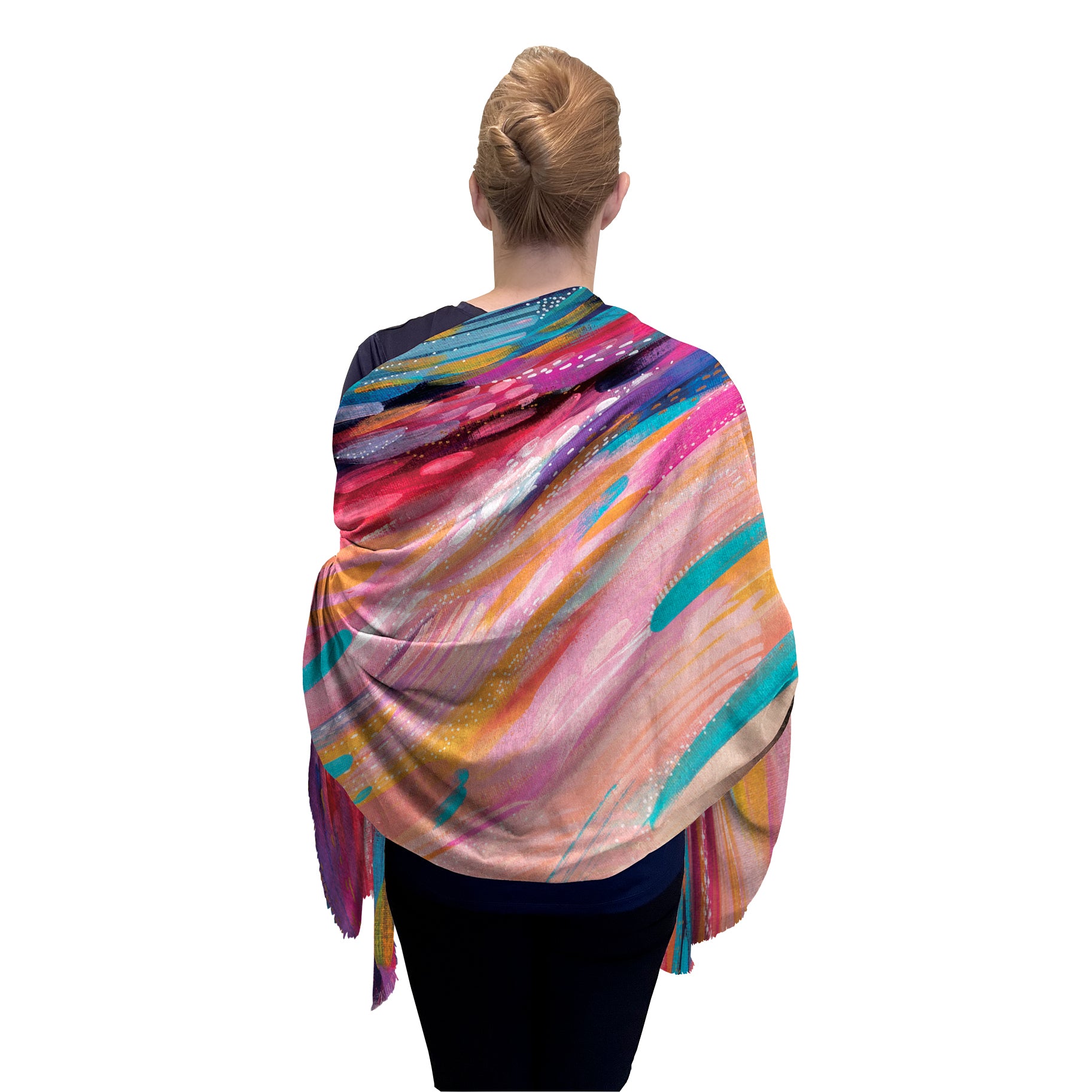 EttaVee's Brush Strokes 90 Silk Blend Women's Fashion Shawl