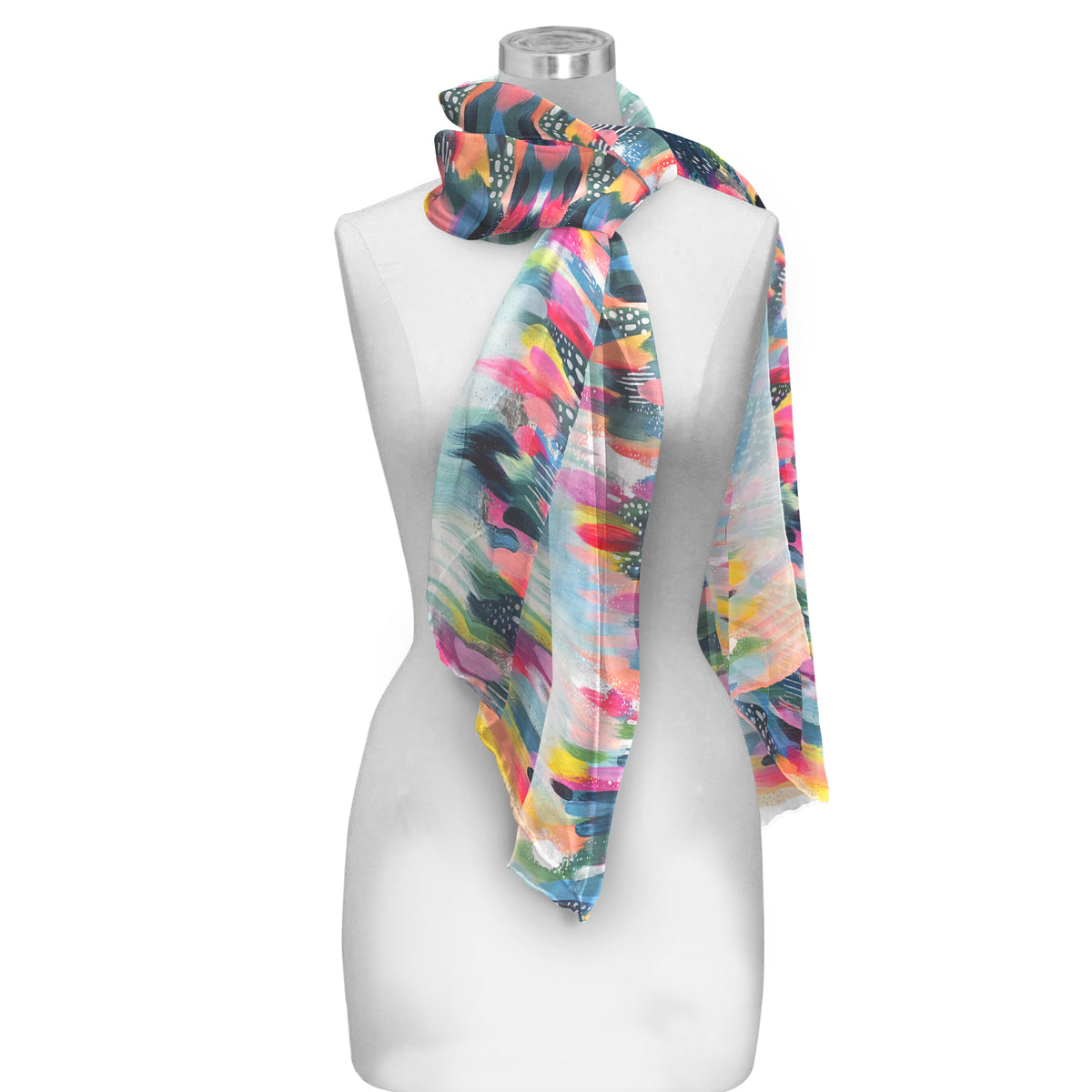 EttaVee's Brush Strokes 103 Silky-soft Polyester Sheer Long Scarf