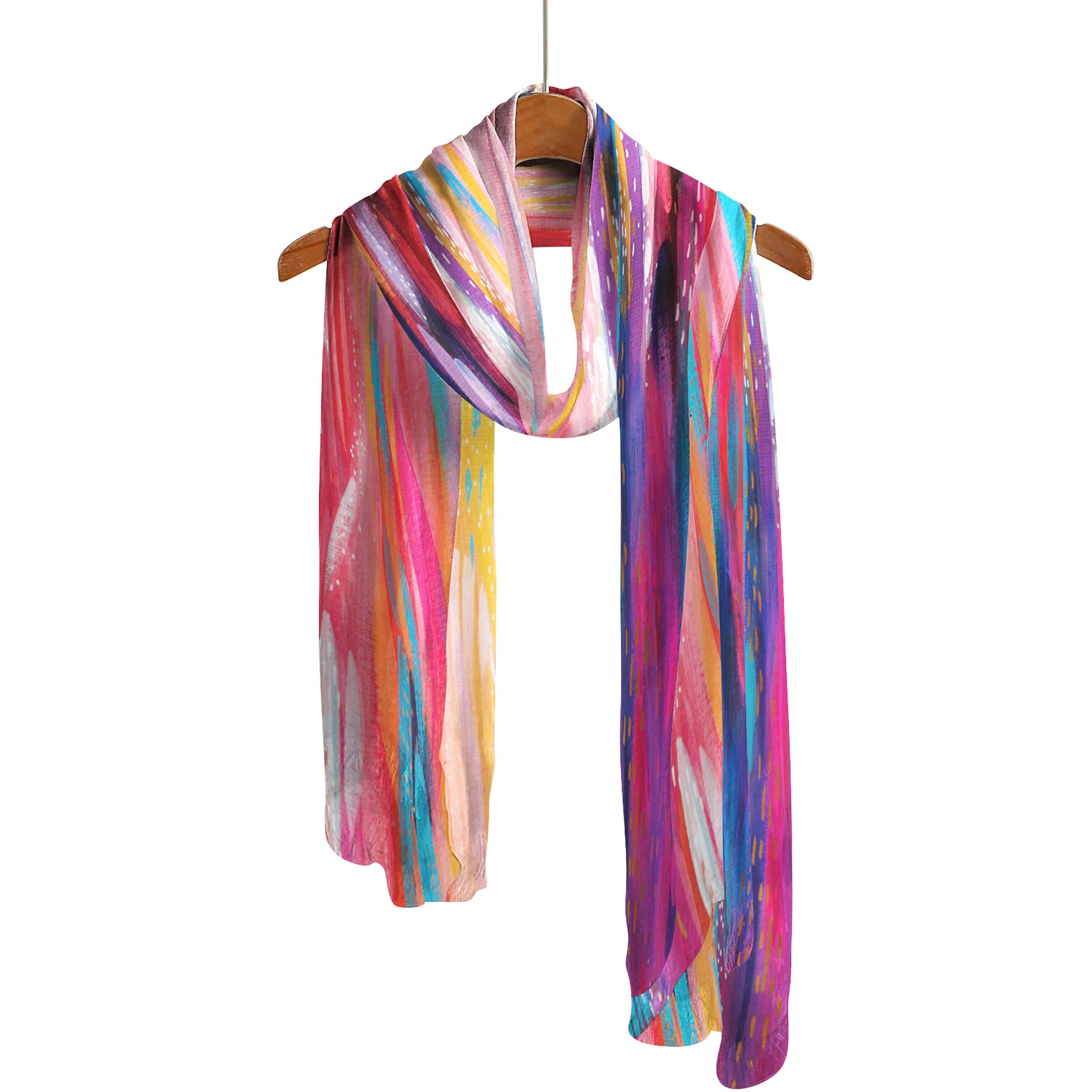 EttaVee's Brush Strokes 90 Silky-soft Polyester Sheer Long Scarf