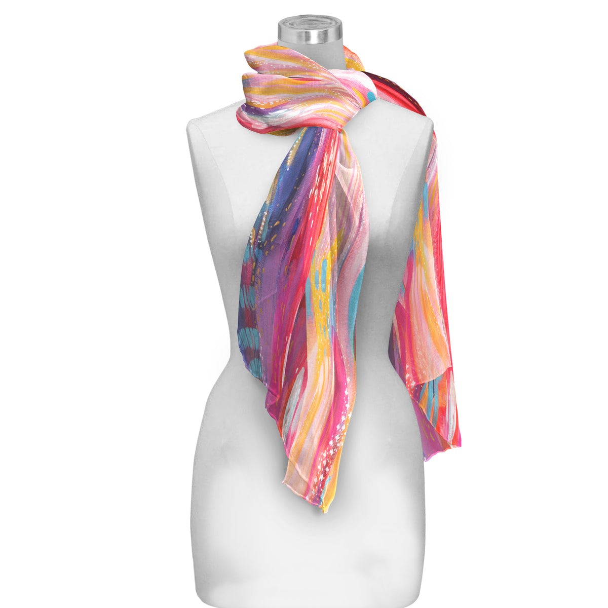 EttaVee's Brush Strokes 90 Silky-soft Polyester Sheer Long Scarf