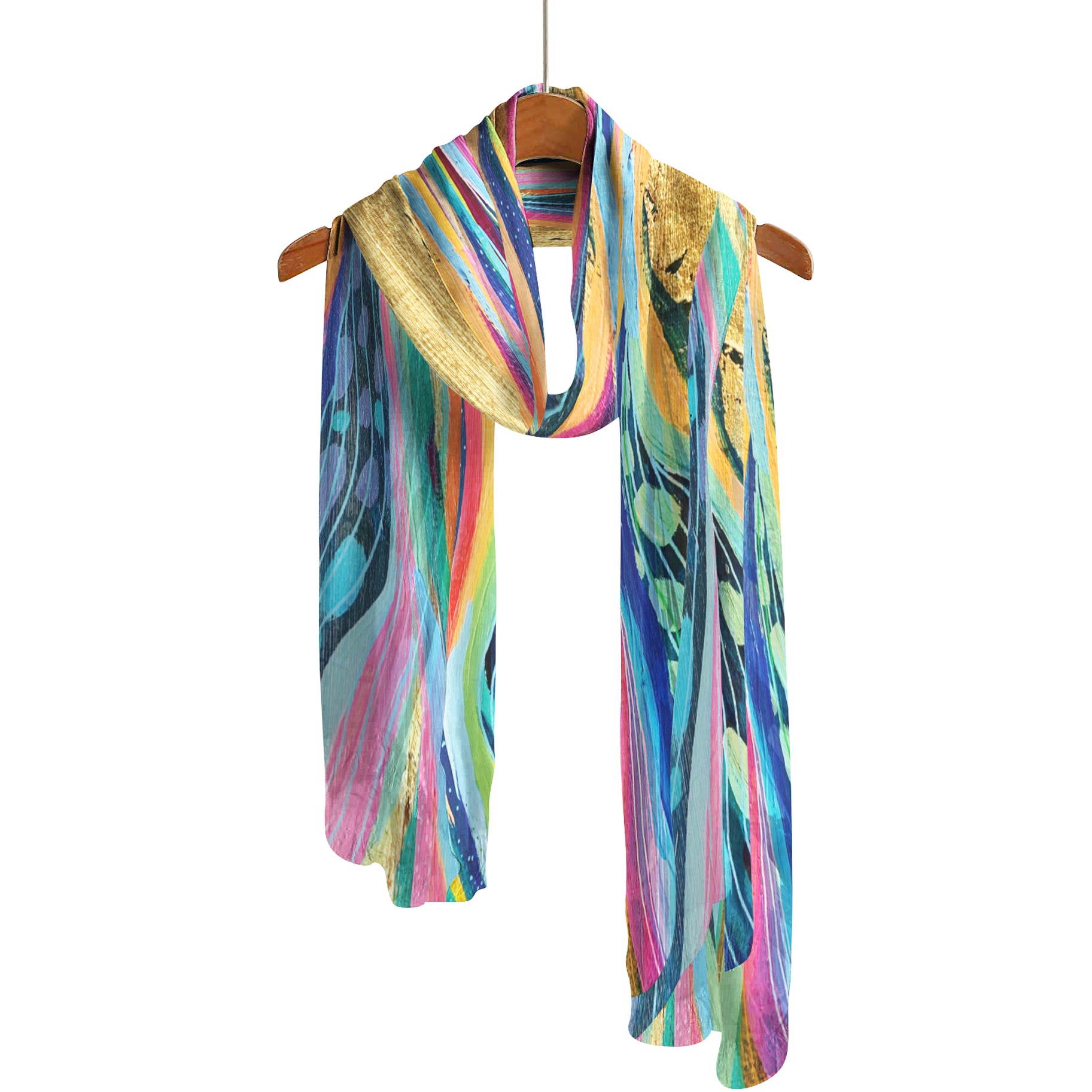 EttaVee's Rainbow Riviera 1 Silky-soft Polyester Sheer Long Scarf