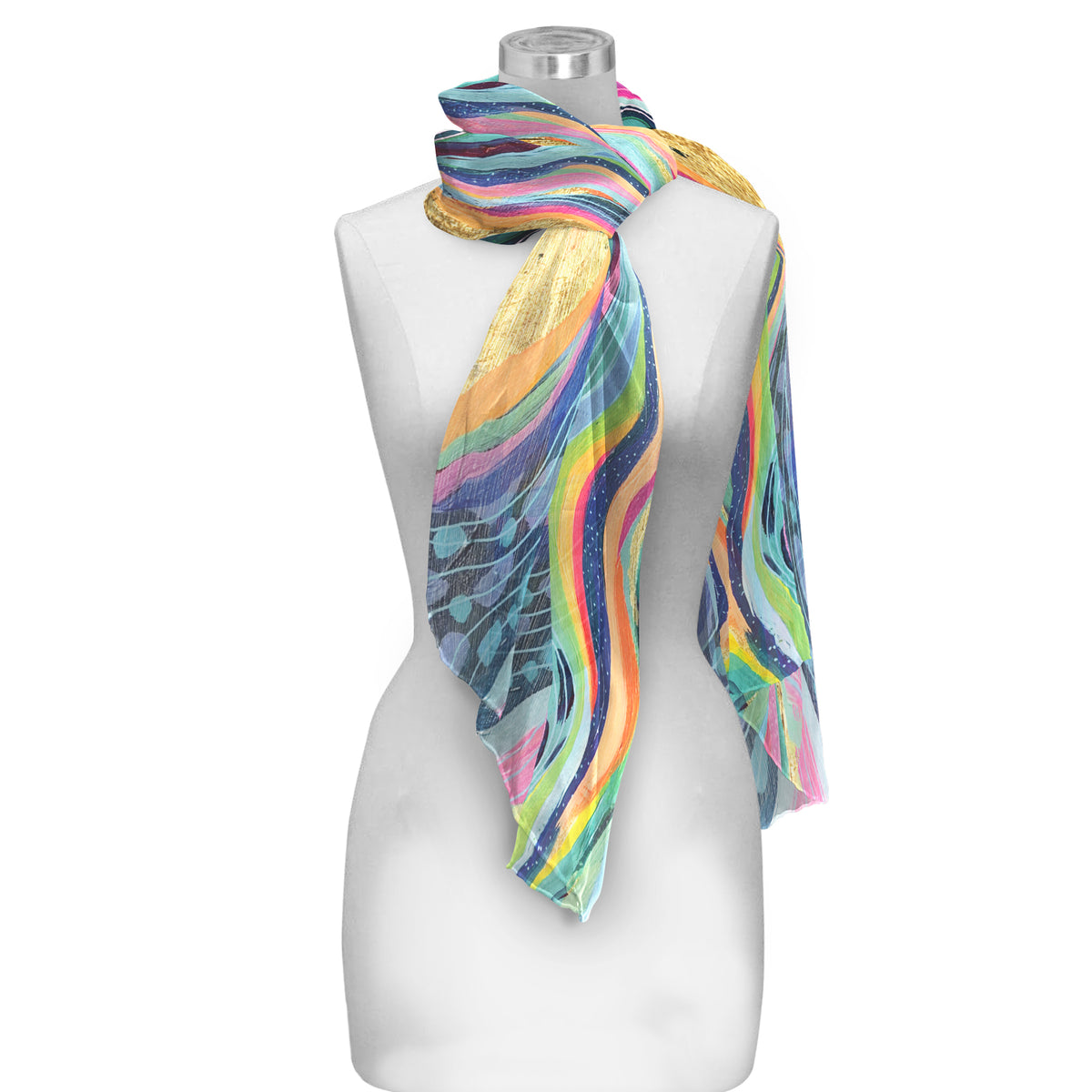 EttaVee's Rainbow Riviera 1 Silky-soft Polyester Sheer Long Scarf