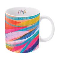 EttaVee Loose Palms Large 14 Oz Porcelain Fine Art Coffee and Tea Mug
