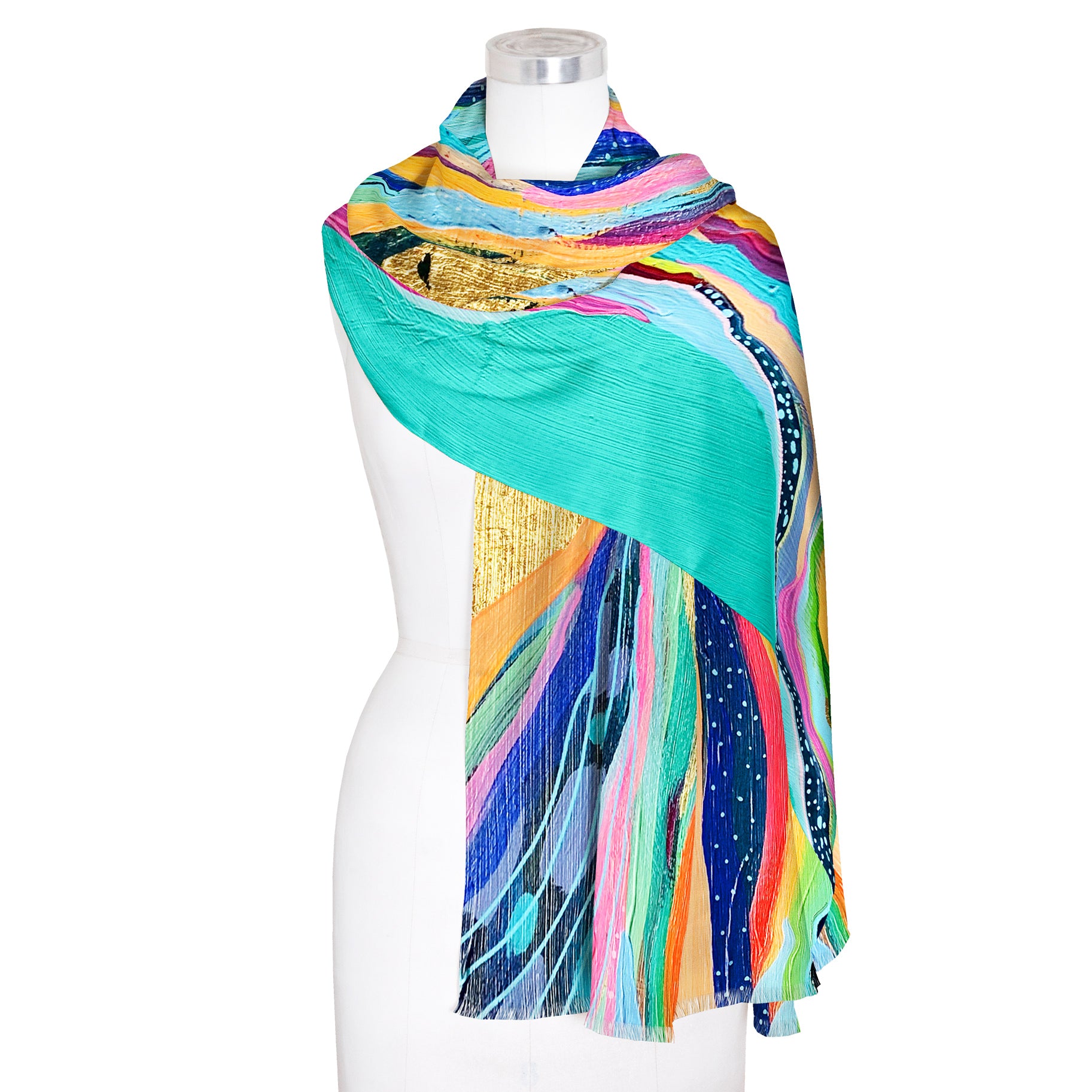 EttaVee's Rainbow Riviera 1 Silk Blend Women's Fashion Shawl