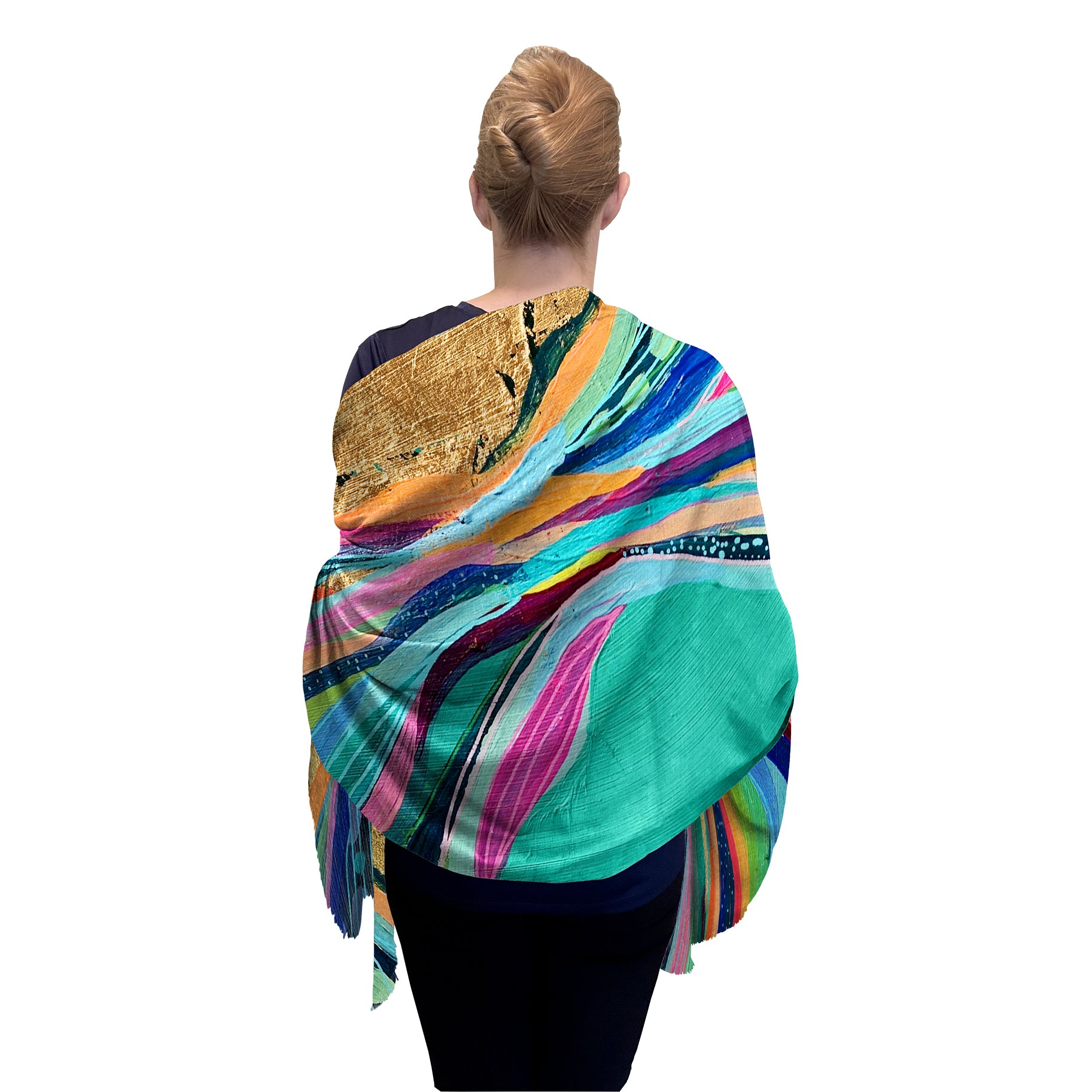 EttaVee's Rainbow Riviera 1 Silk Blend Women's Fashion Shawl