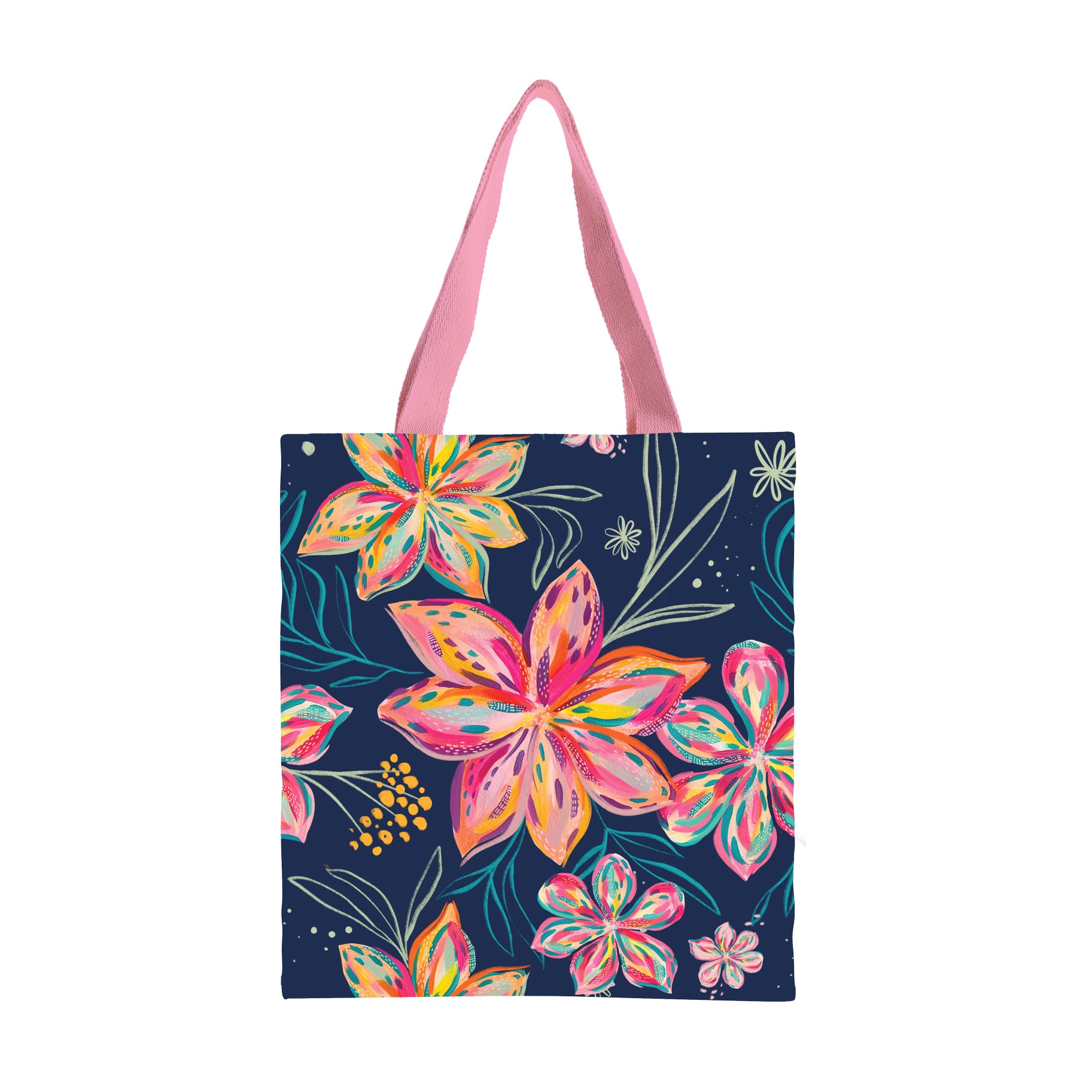 EttaVee Bold Flowers Shoulder Strap Canvas Magazine Tote