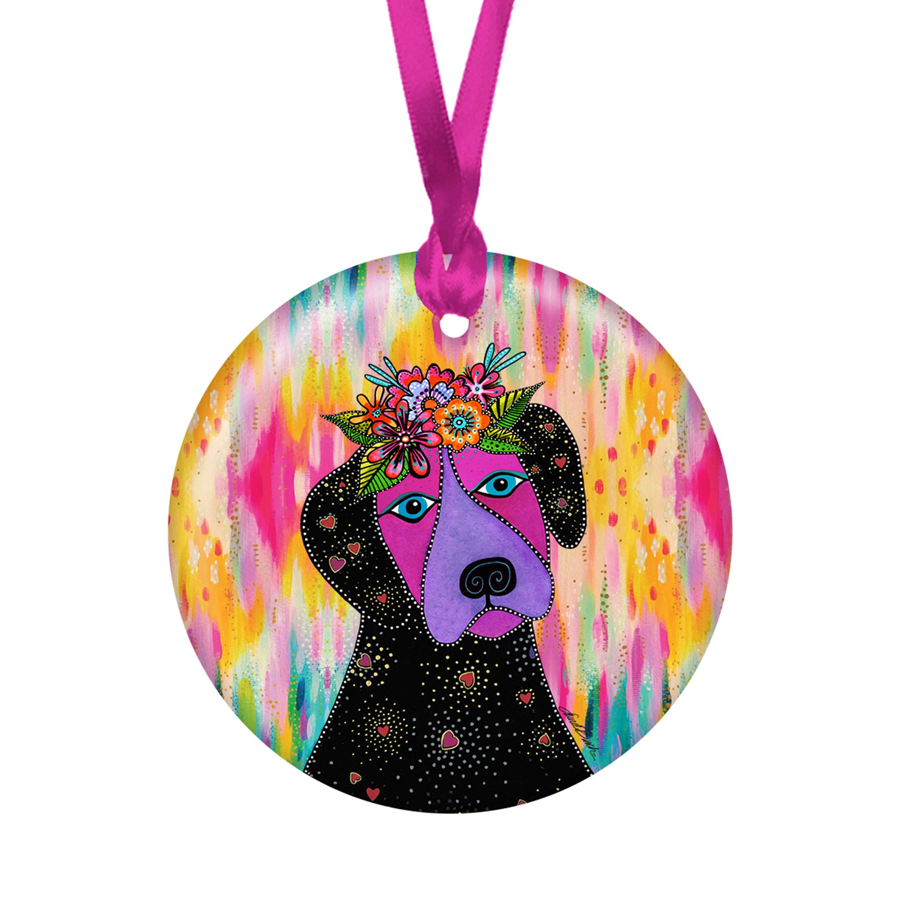 Laurel Burch Violet Dog Year-round Keepsake Ornament