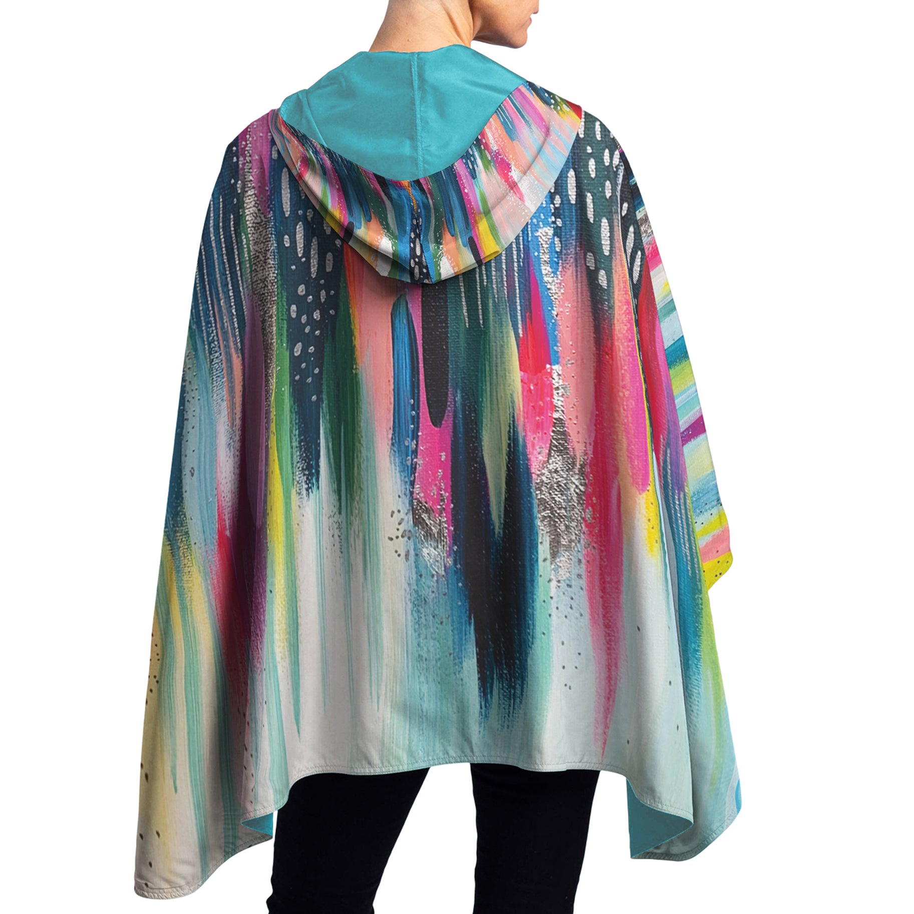 EttaVee Brush Strokes 103 Womens Rain Cape - Rainproof Breathable Rain Poncho