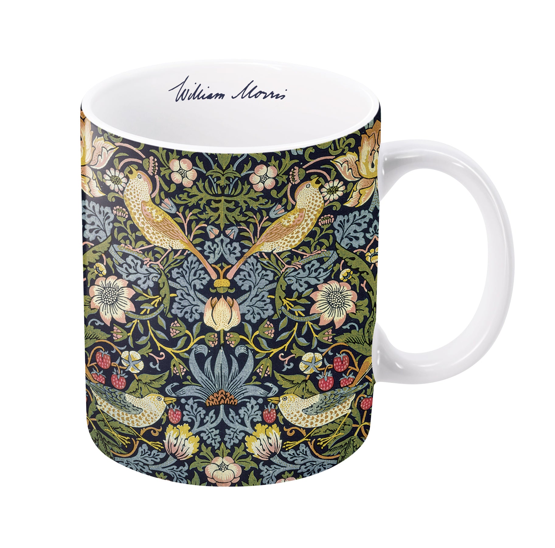 William Morris Strawberry Thief Large Porcelain Fine Art Coffee and Tea Mug