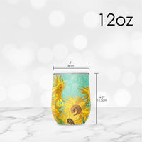 12 oz Stemless Wine Tumbler - van Gogh "Sunflowers"