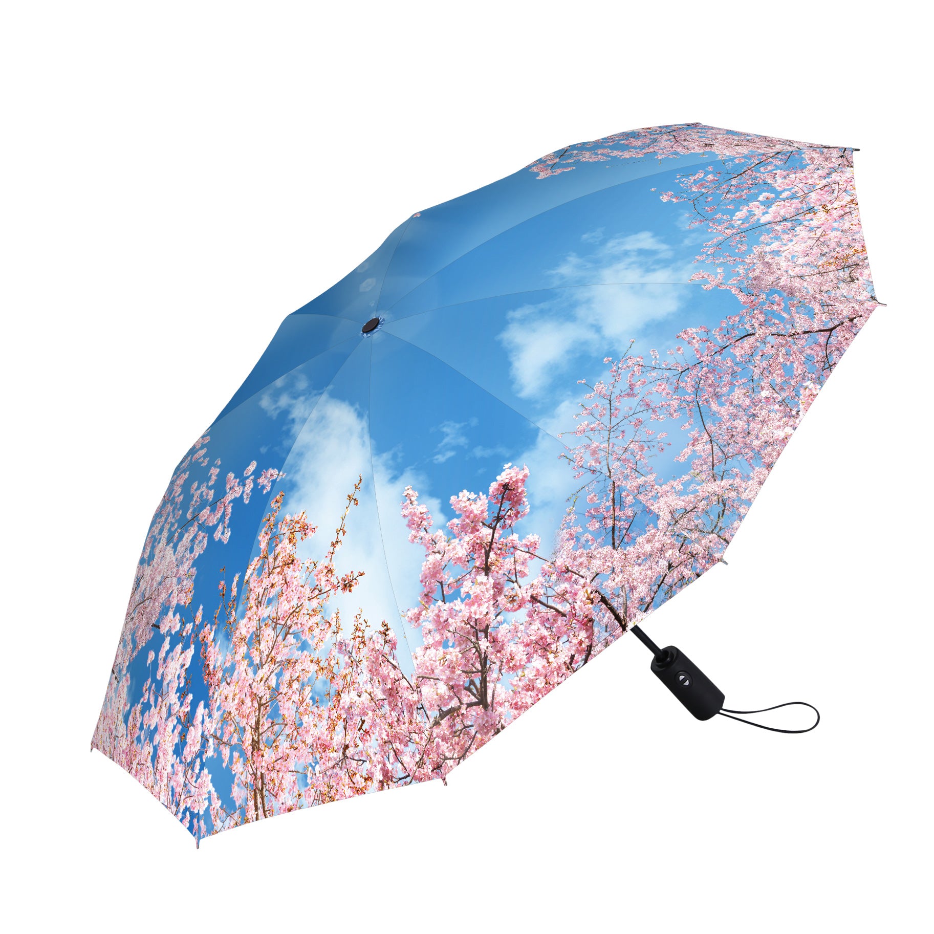 RainCaper Cherry Blossoms Folding Travel Umbrella