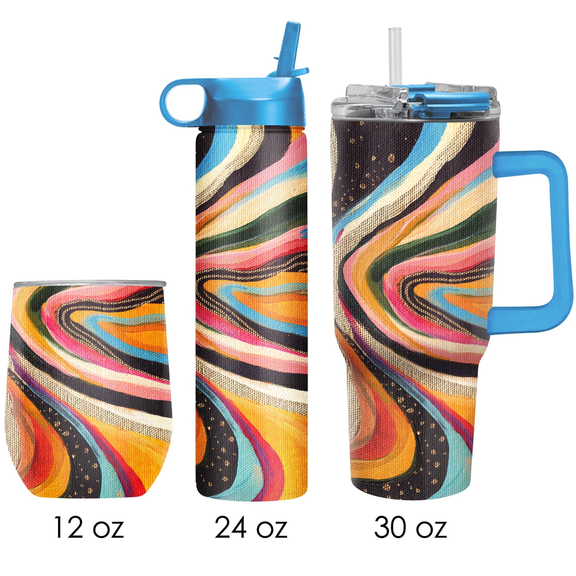 EttaVee "Abstract 1" Insulated Drinkware Set of 3, 1 per size