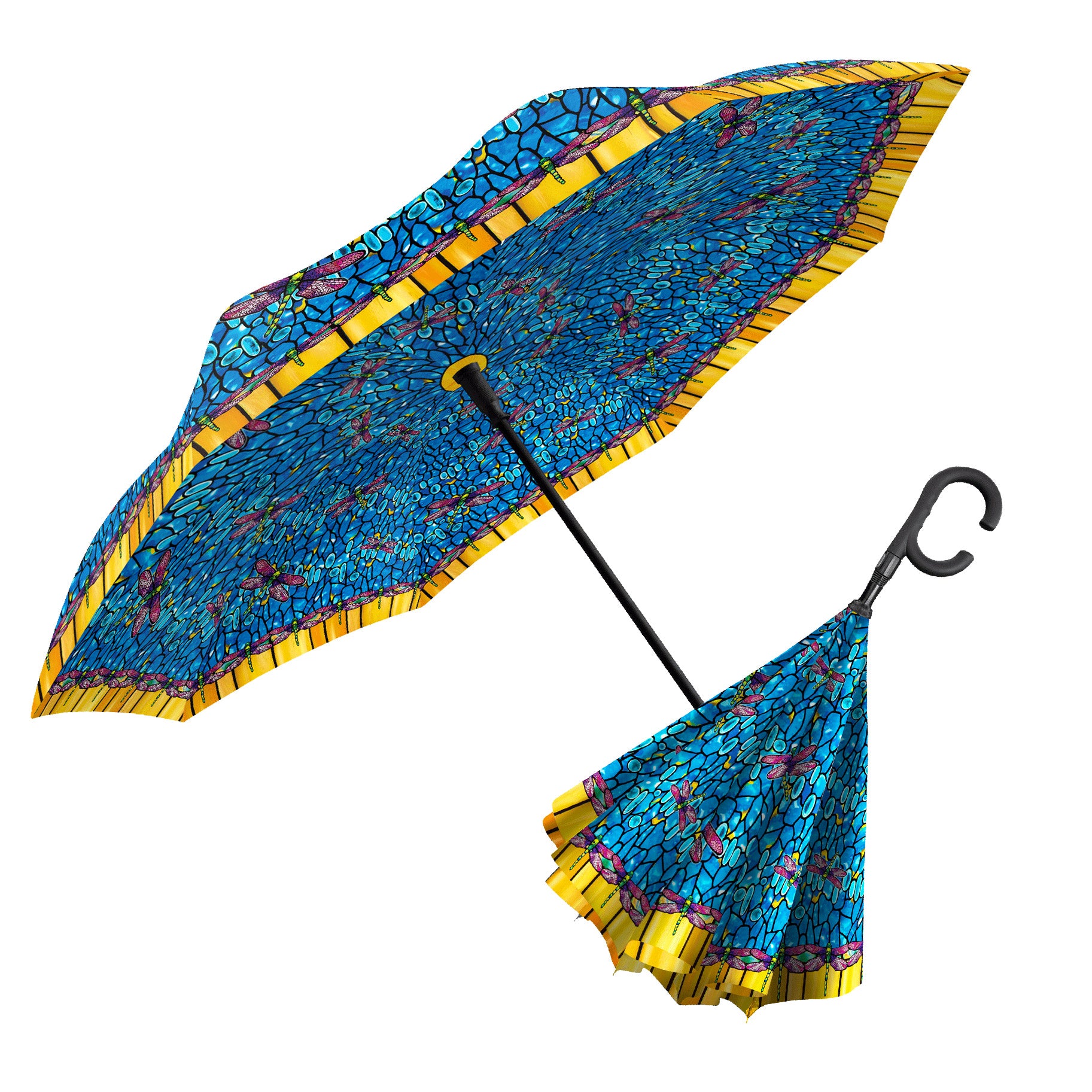 Tiffany Dragonfly (Purple) Reverse Inverted Umbrella – Windproof