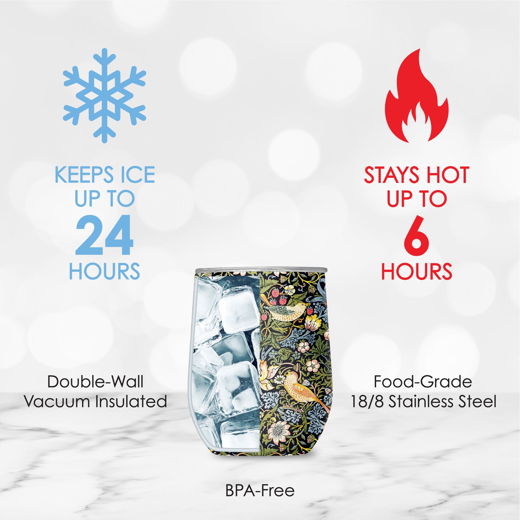 12 oz Stemless Wine Tumbler - William Morris 