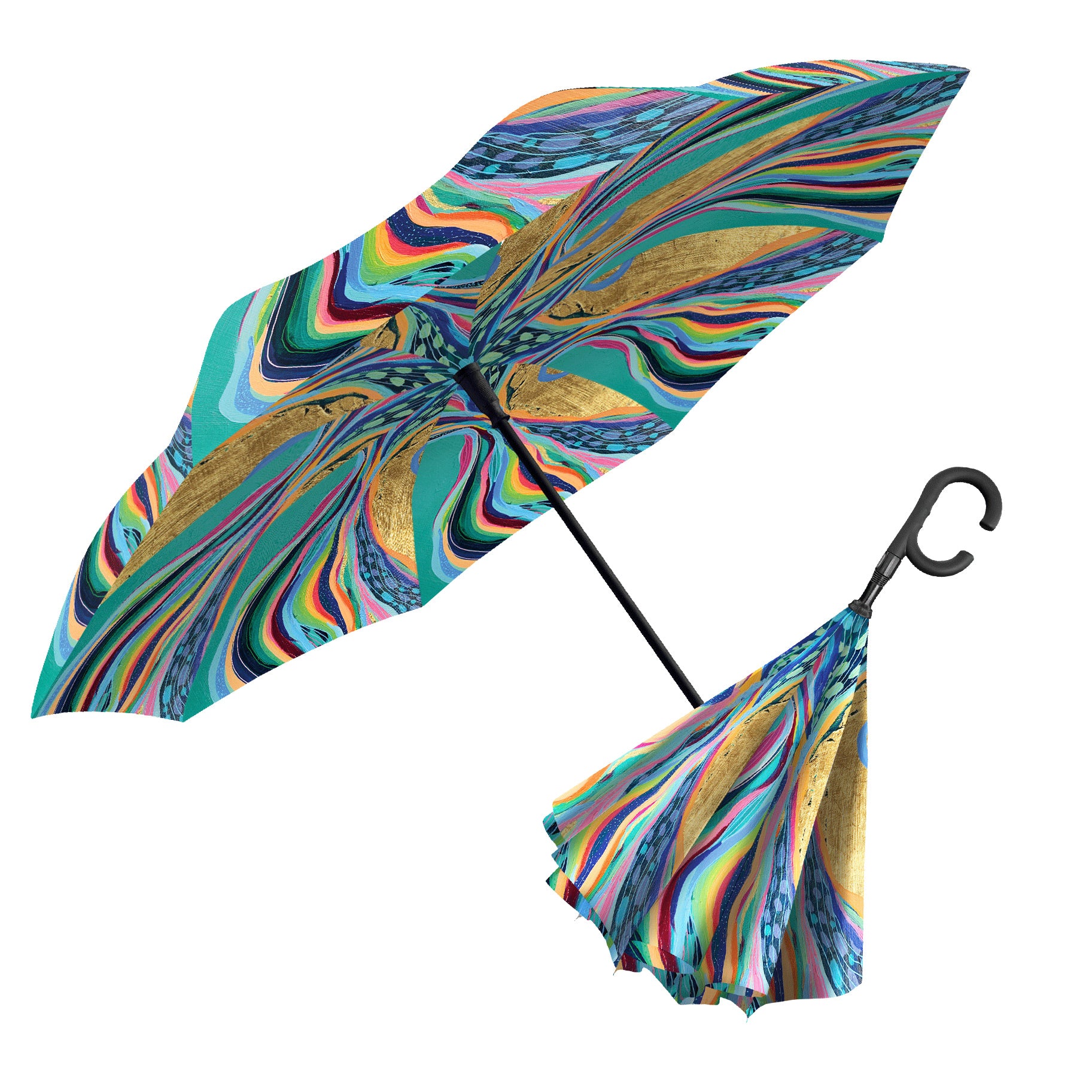 EttaVee Rainbow Riviera 1 Reverse Umbrella