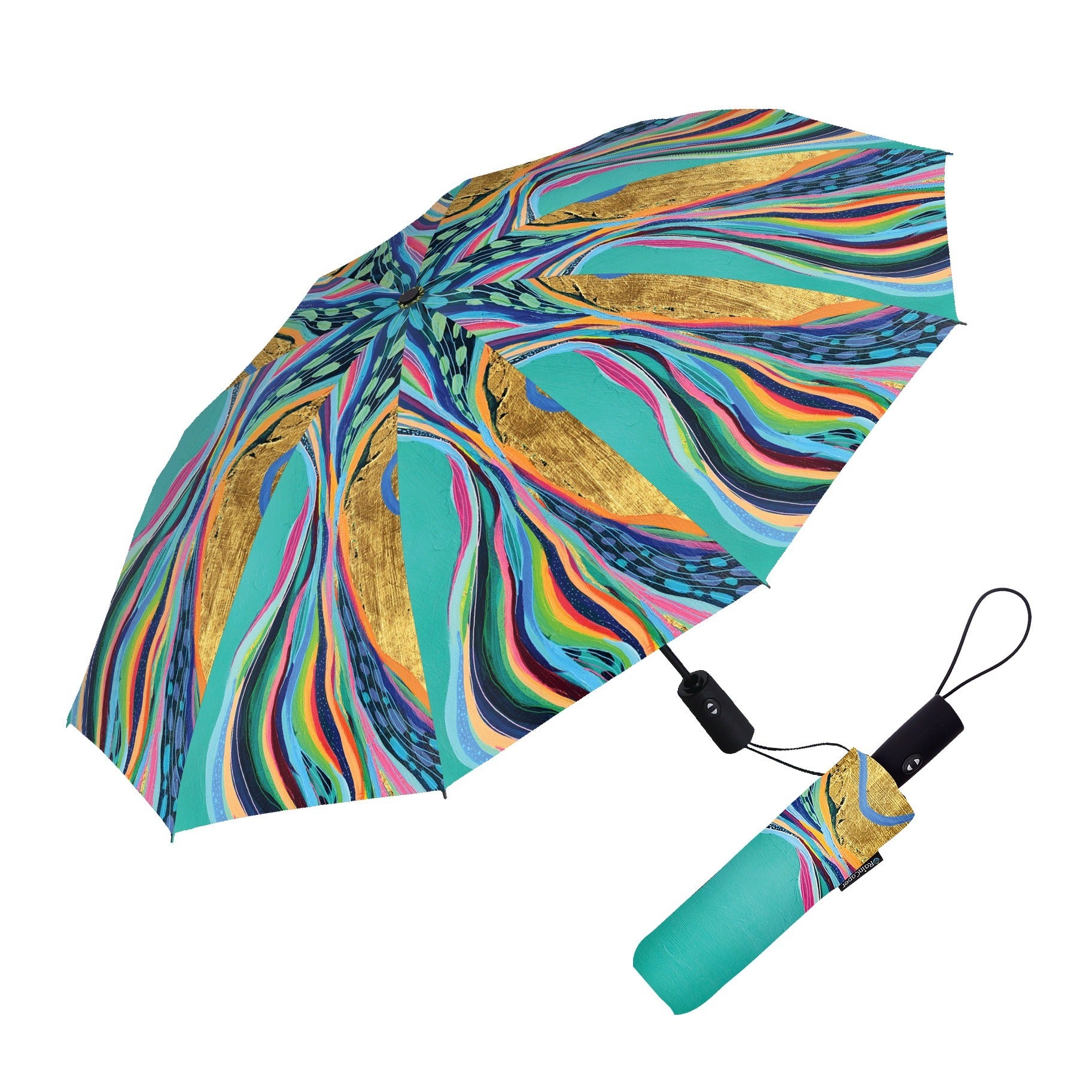 EttaVee Rainbow Riviera 1 Folding Travel Umbrella