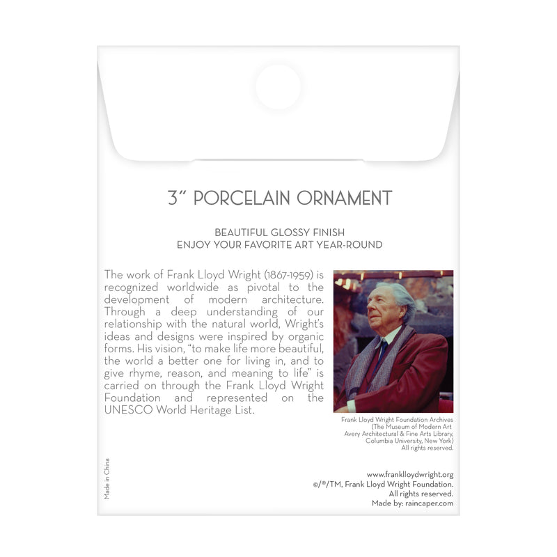 Frank Lloyd Wright "Hillside Curtain" Porcelain Keepsake Ornament – Flat Ceramic, Gift-Ready