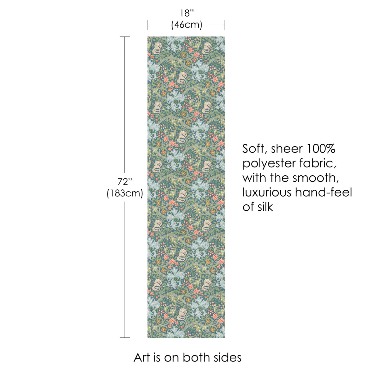 William Morris "Golden Lily" Silky-soft Polyester Sheer Long Scarf