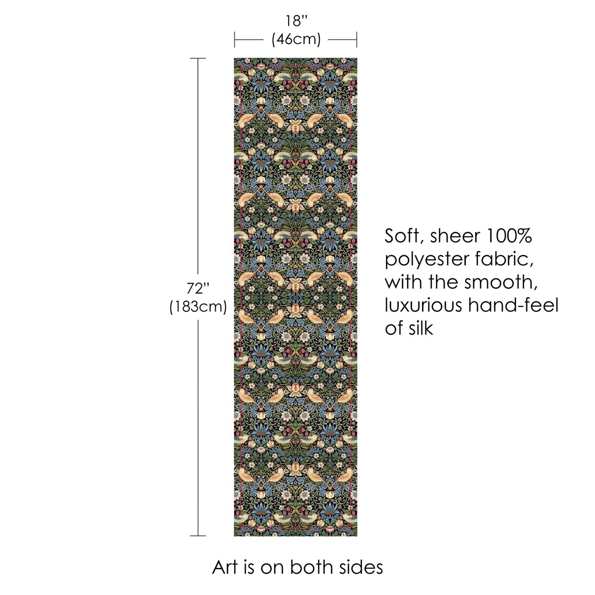 William Morris Strawberry Thief Silky-soft Polyester Sheer Long Scarf