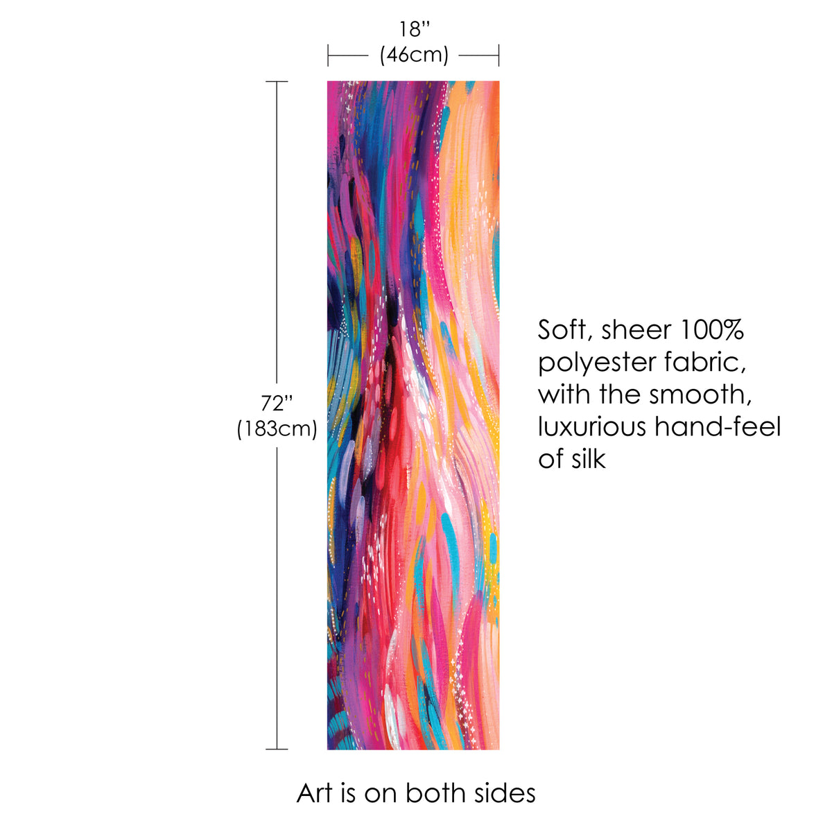 EttaVee's Brush Strokes 90 Silky-soft Polyester Sheer Long Scarf