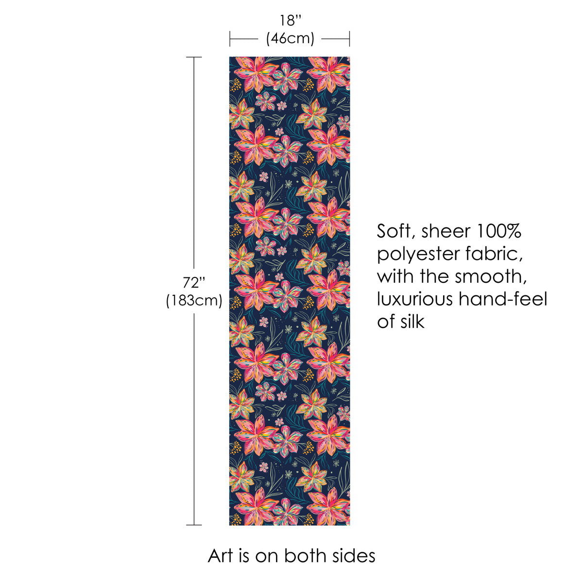 EttaVee's Bold Flowers Silky-soft Polyester Sheer Long Scarf