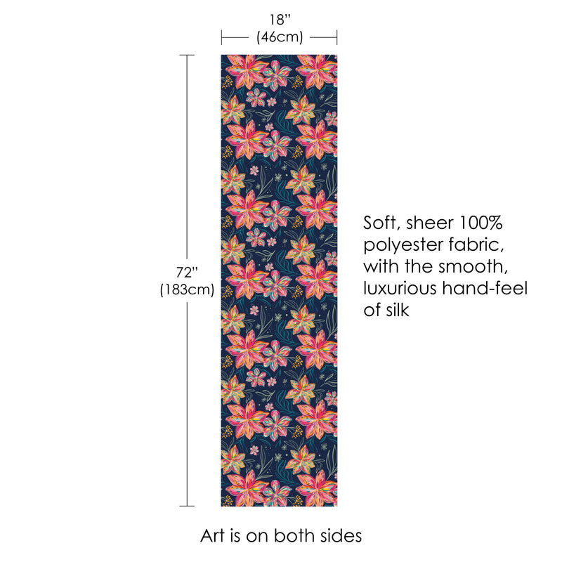 EttaVee's Bold Flowers Silky-soft Polyester Sheer Long Scarf