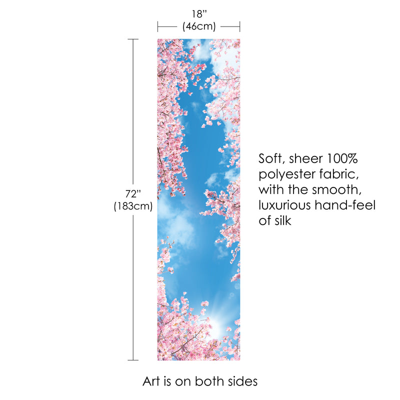 Cherry Blossoms Silky-soft Polyester Sheer Long Scarf